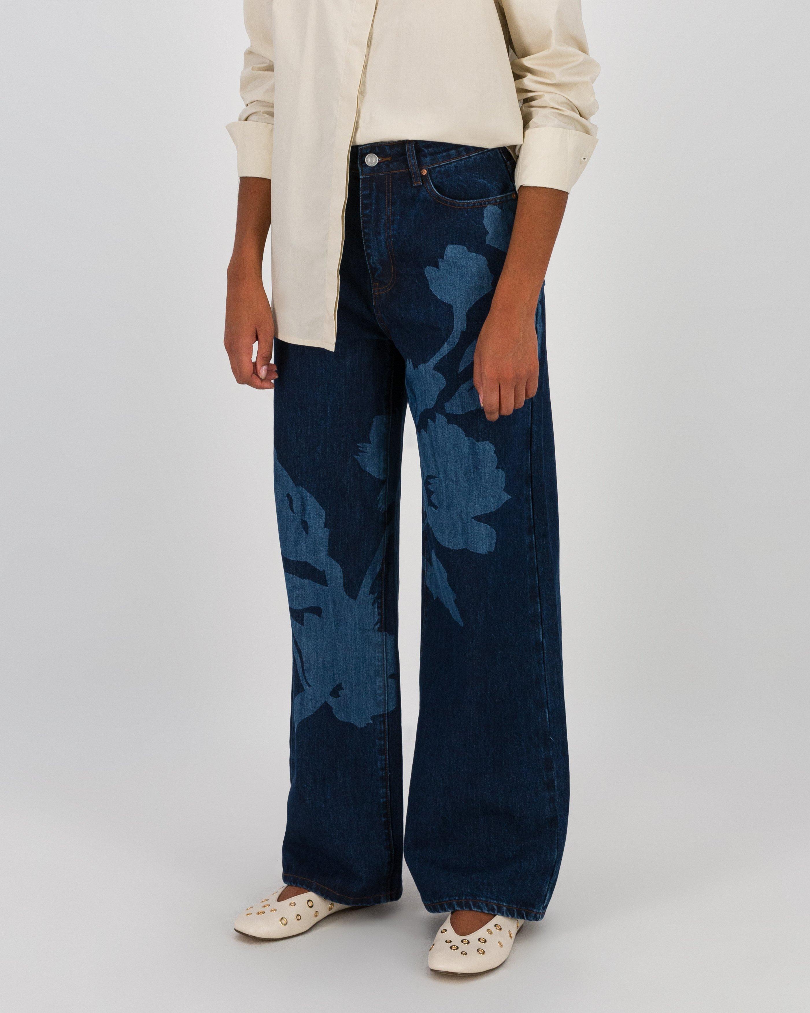 Alba Printed Denims -  Blue