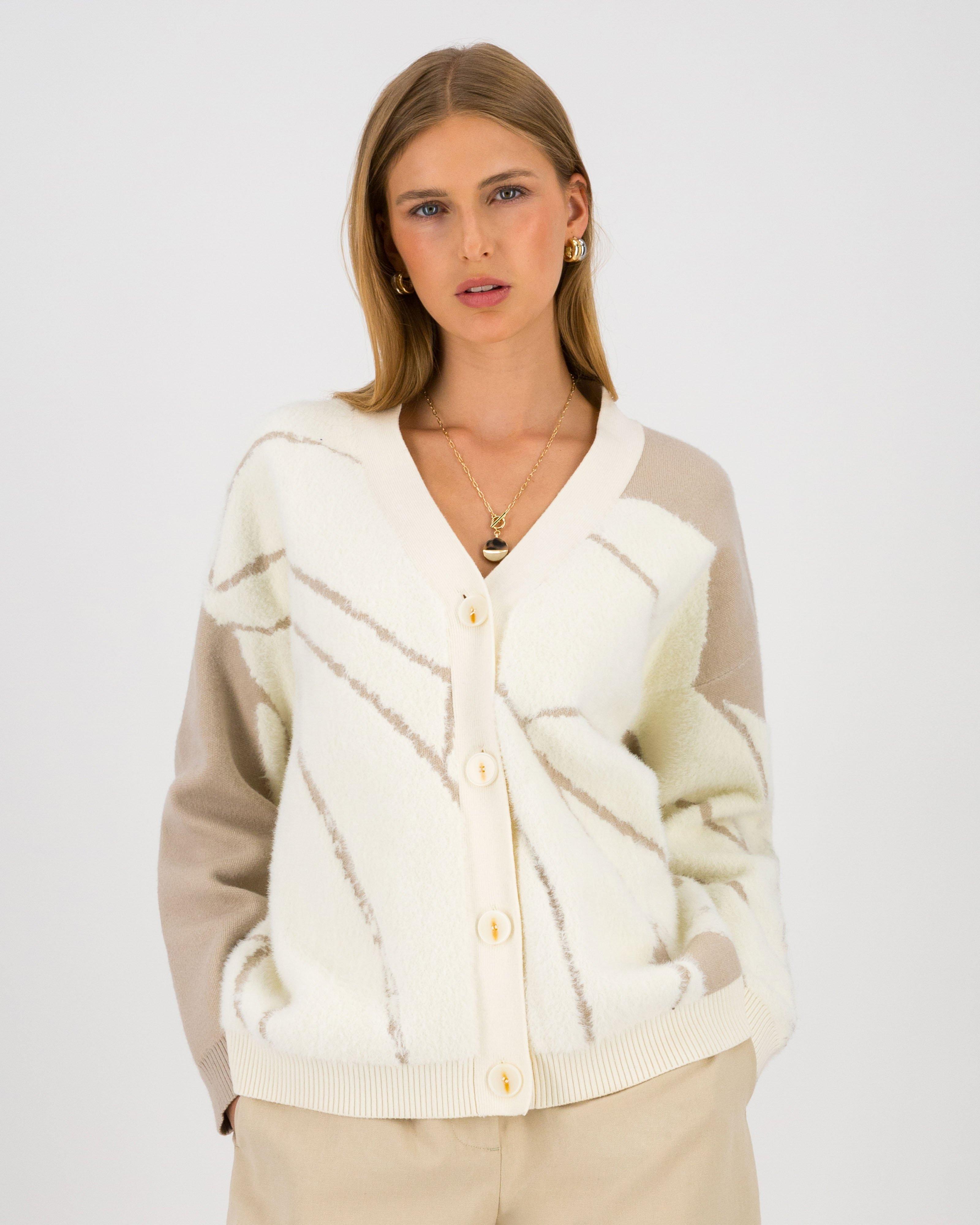 Poppy Intarsia Knitwear Cardigan -  Milk