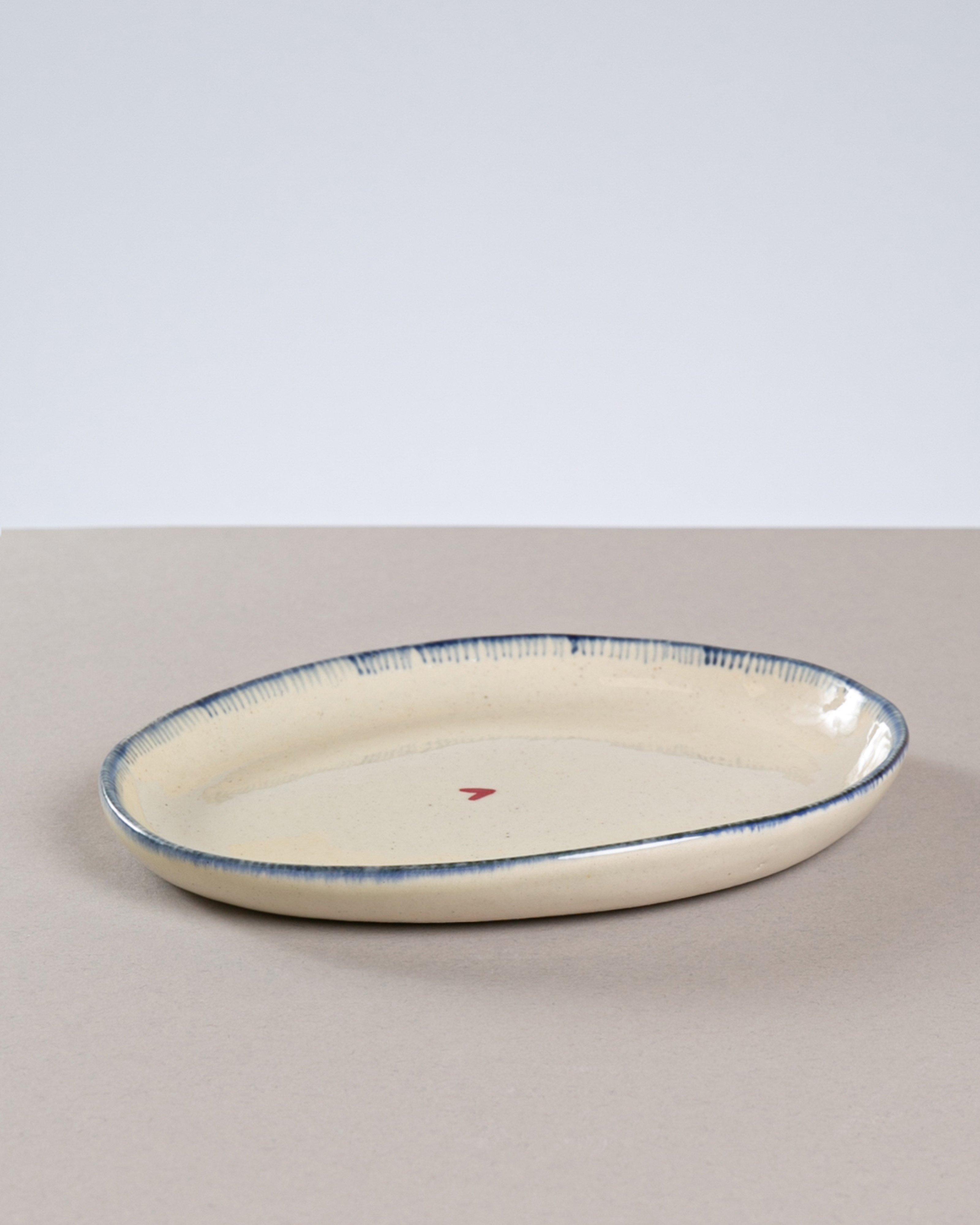 Valentine Pebble Small Oval Plate -  Blue