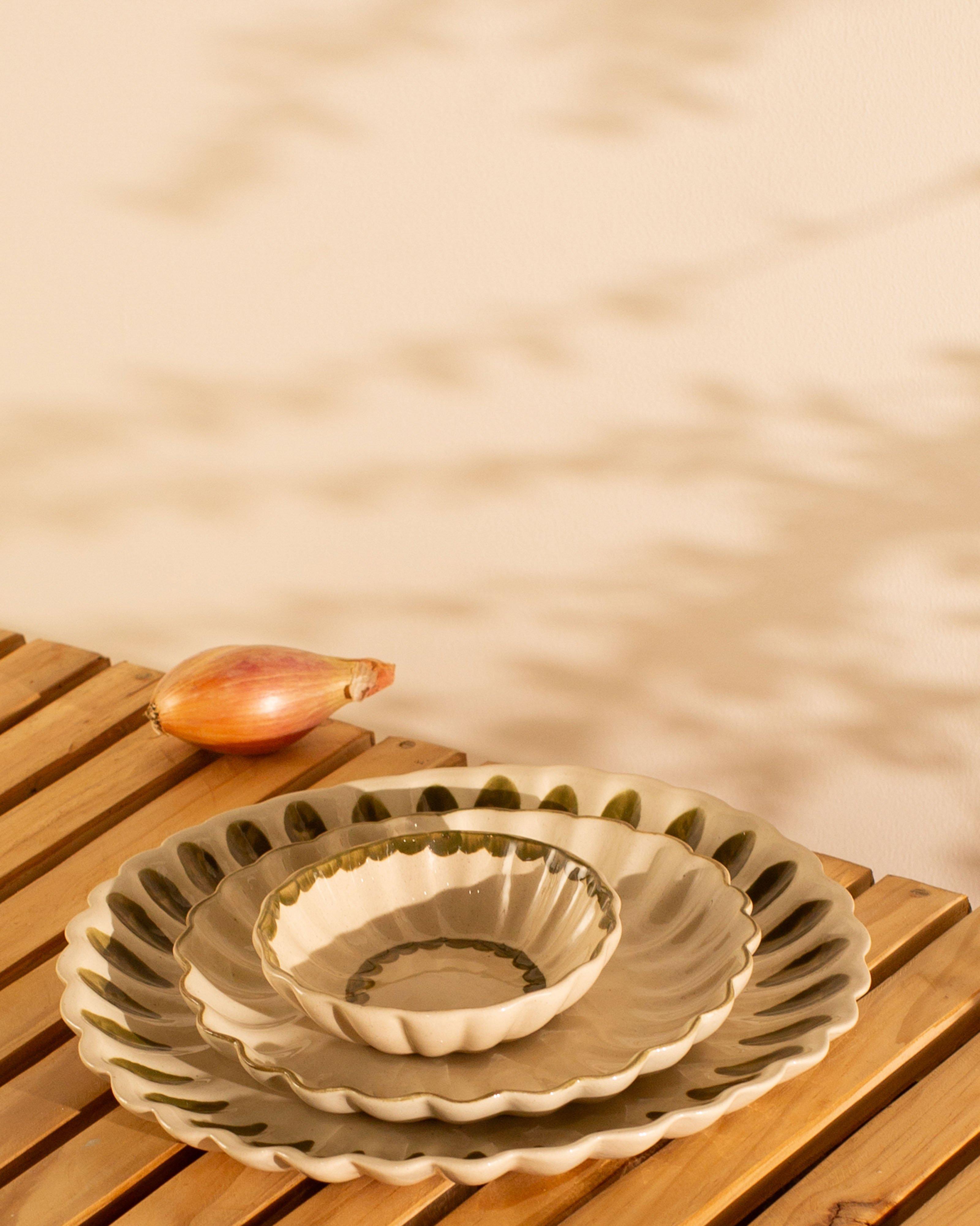 Fluted Pear Side Plate -  Green