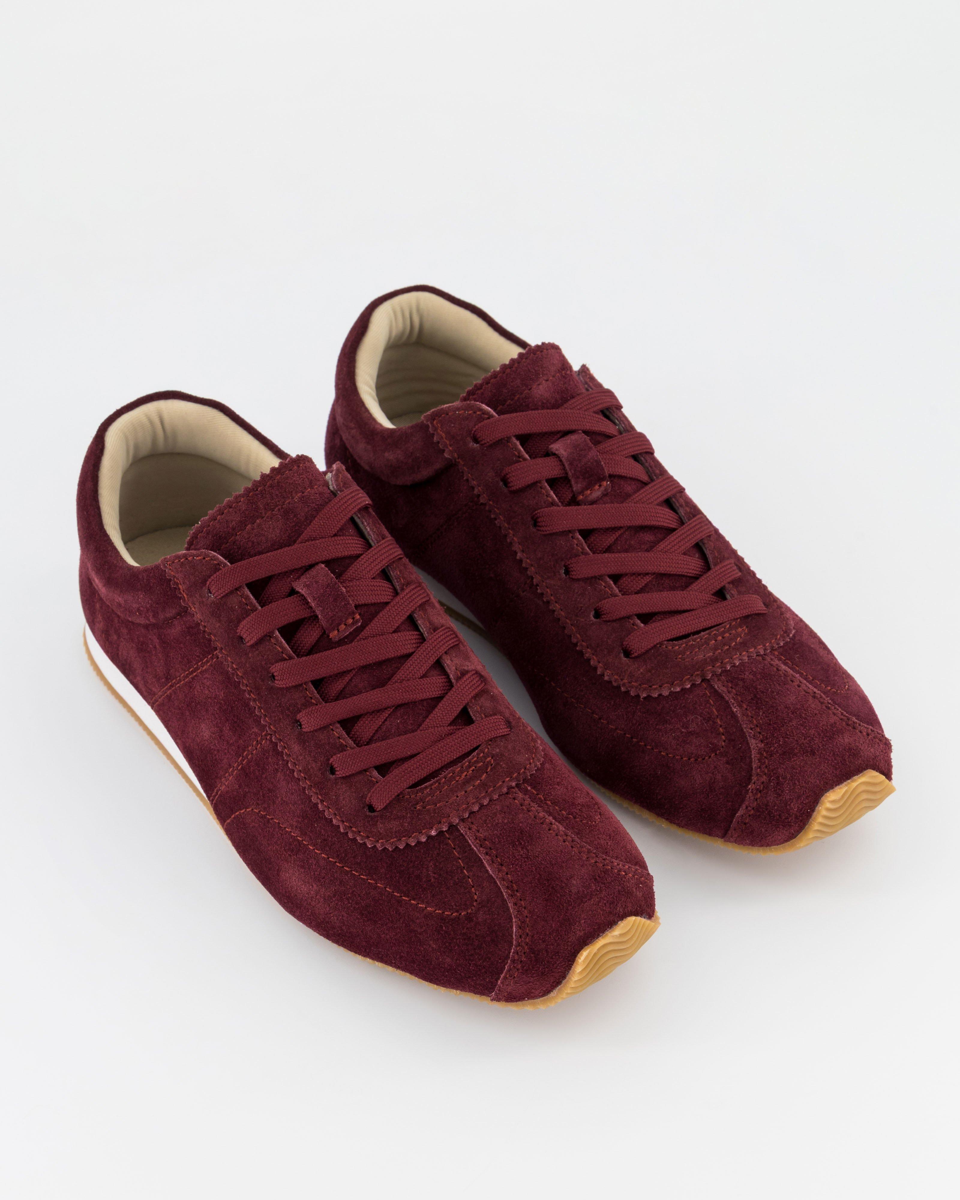 Rida Leather Sports Sneakers -  Burgundy