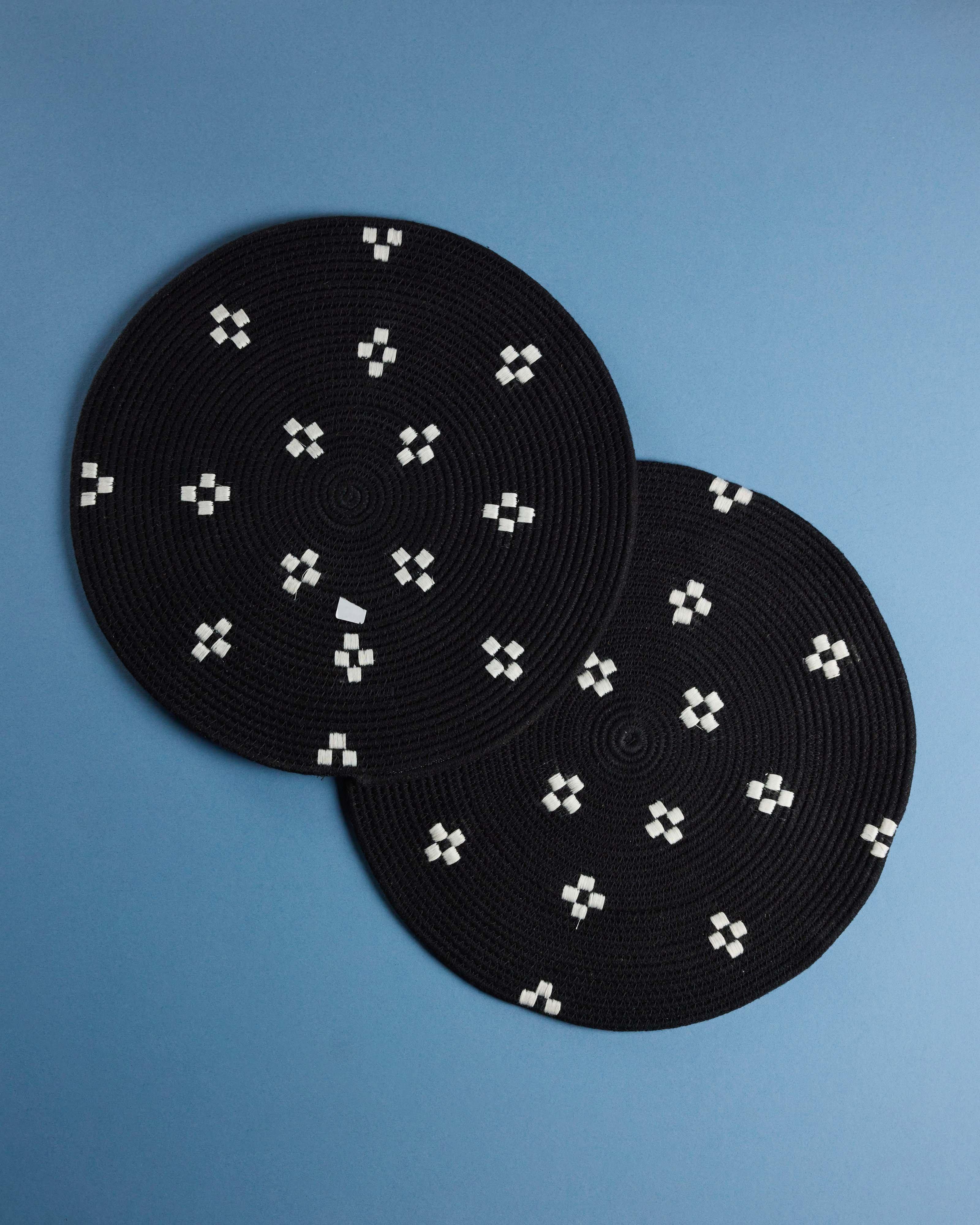 Julie Coloured Rope Placemat Set -  Black