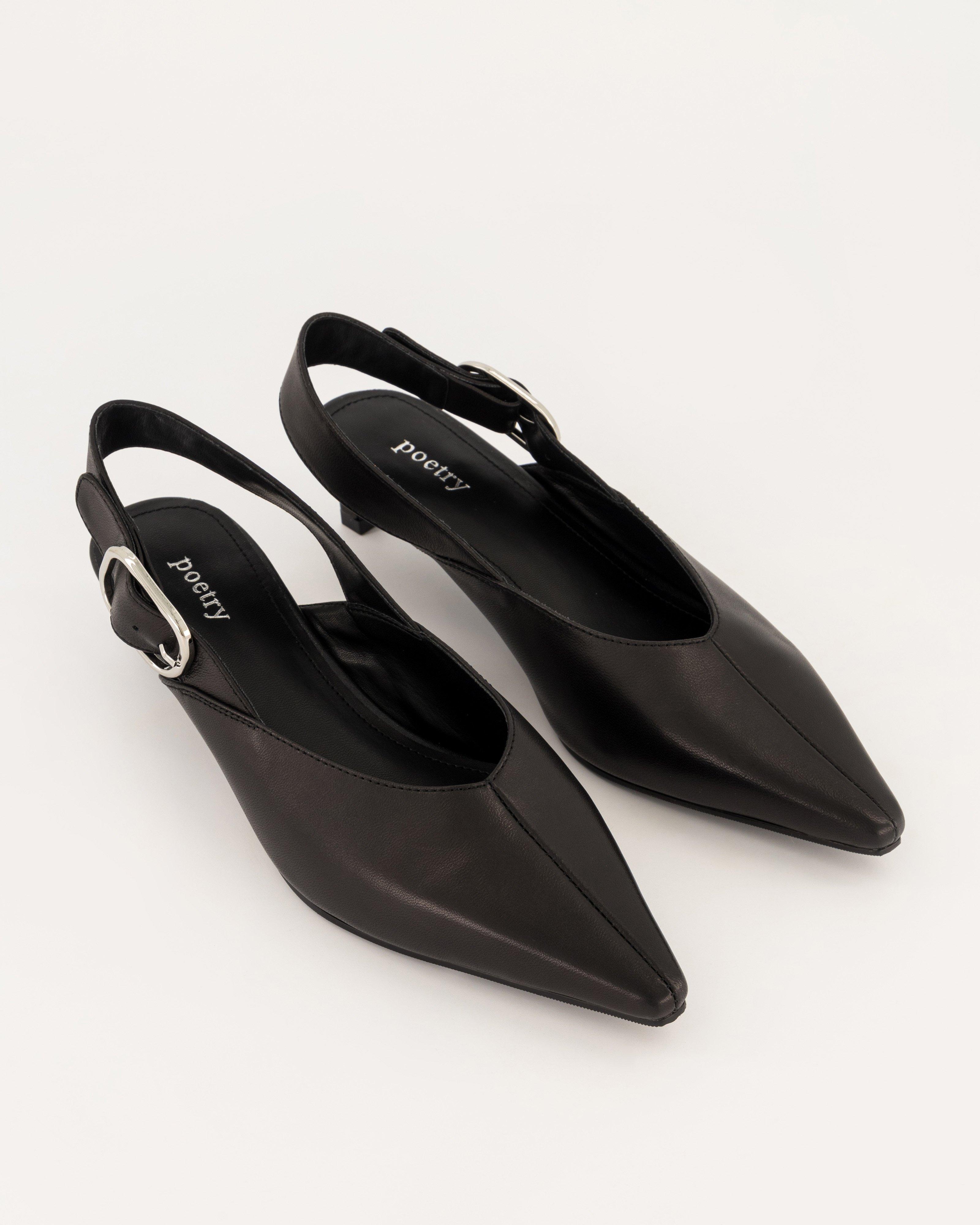 Vivian Leather Heel Slingback -  Black