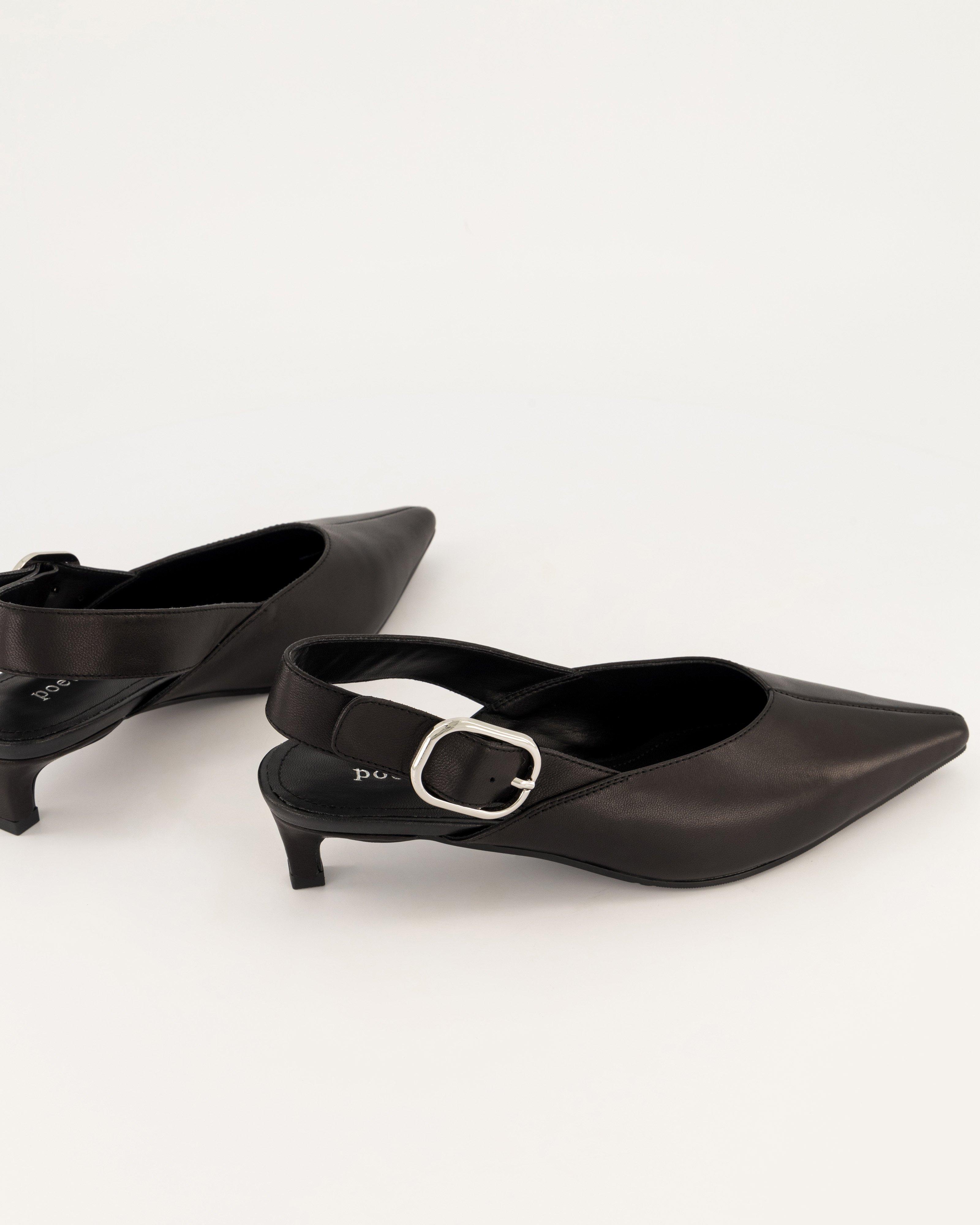  Vivian Leather Heel Slingback -  Black