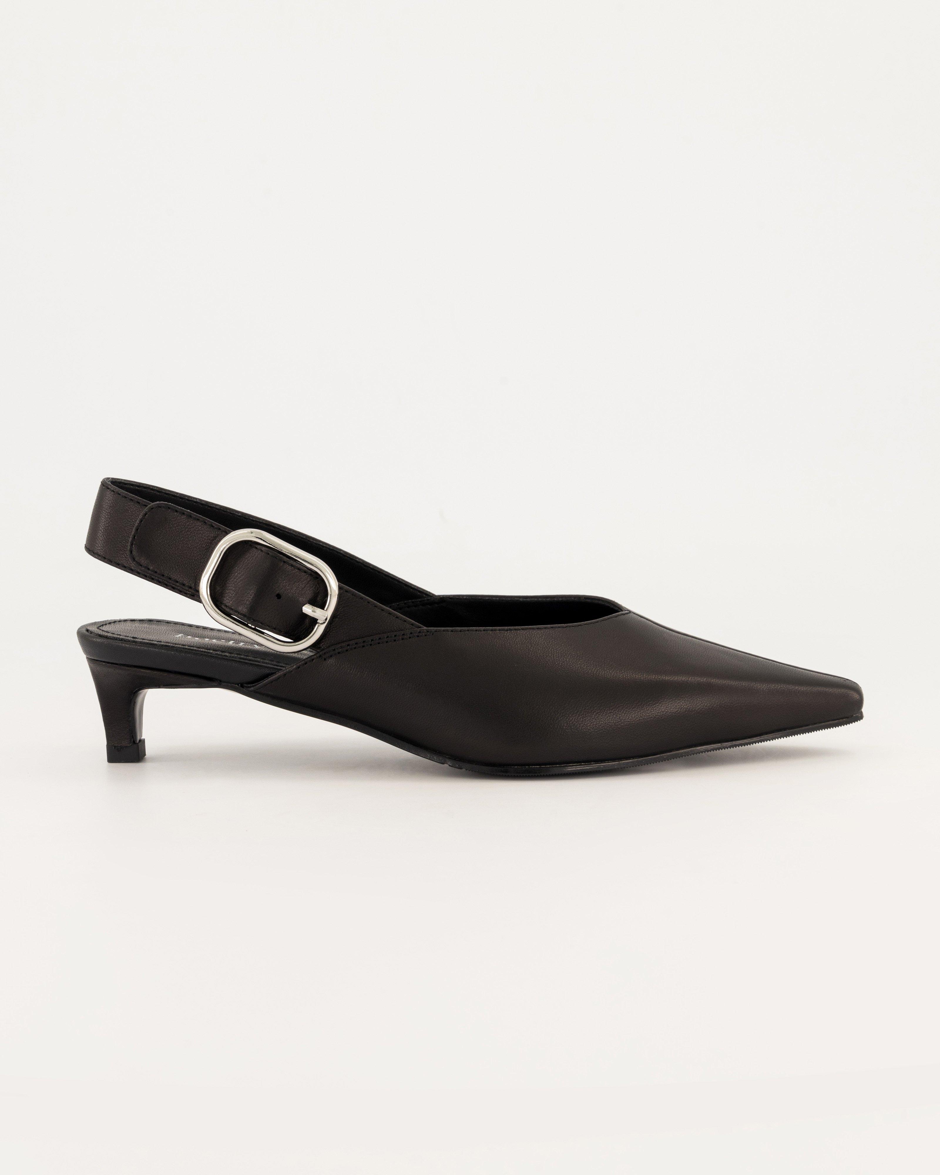  Vivian Leather Heel Slingback -  Black