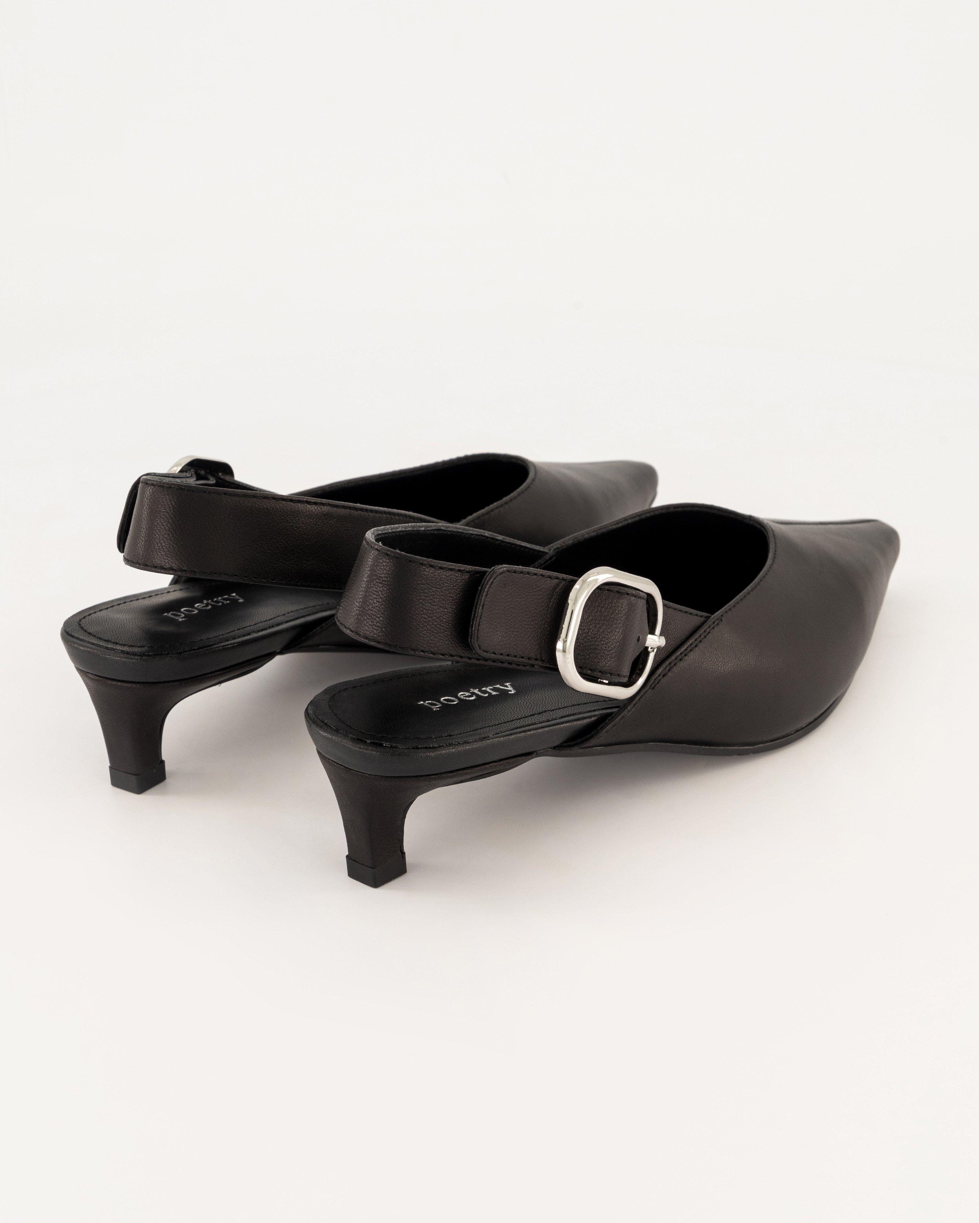  Vivian Leather Heel Slingback -  Black
