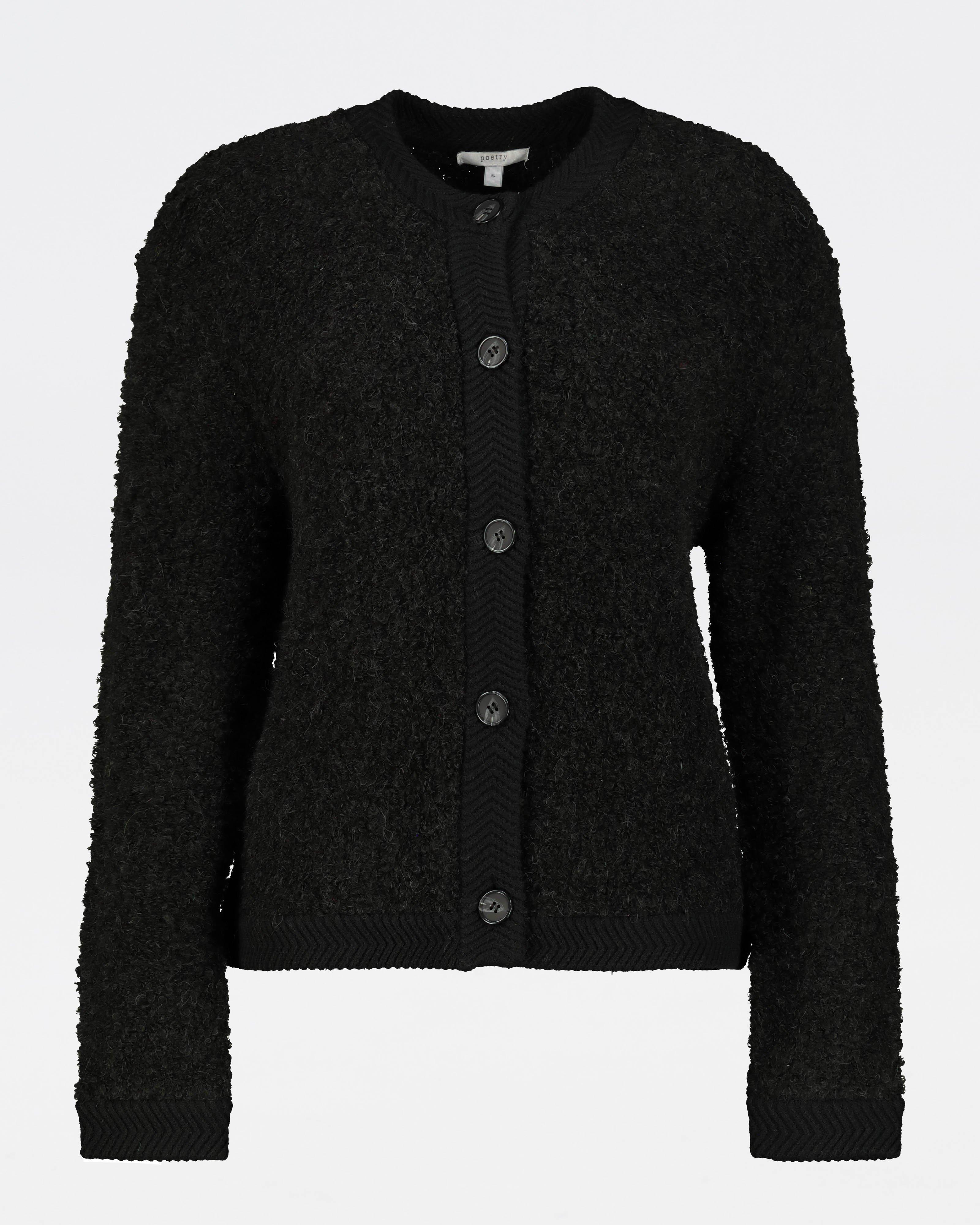 Hanna Fluffy Knit Cardigan -  Black