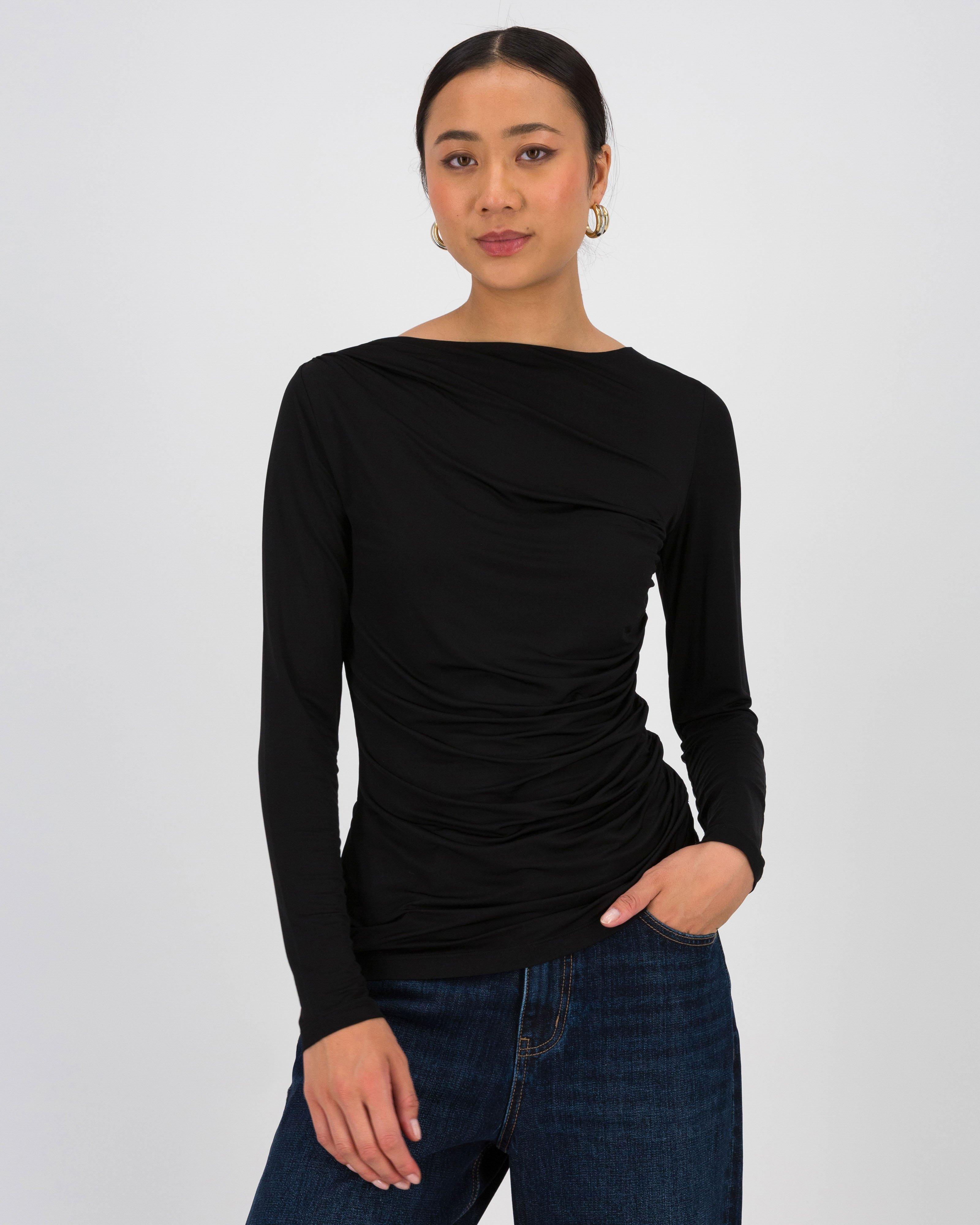 Benina Draped Top -  Black