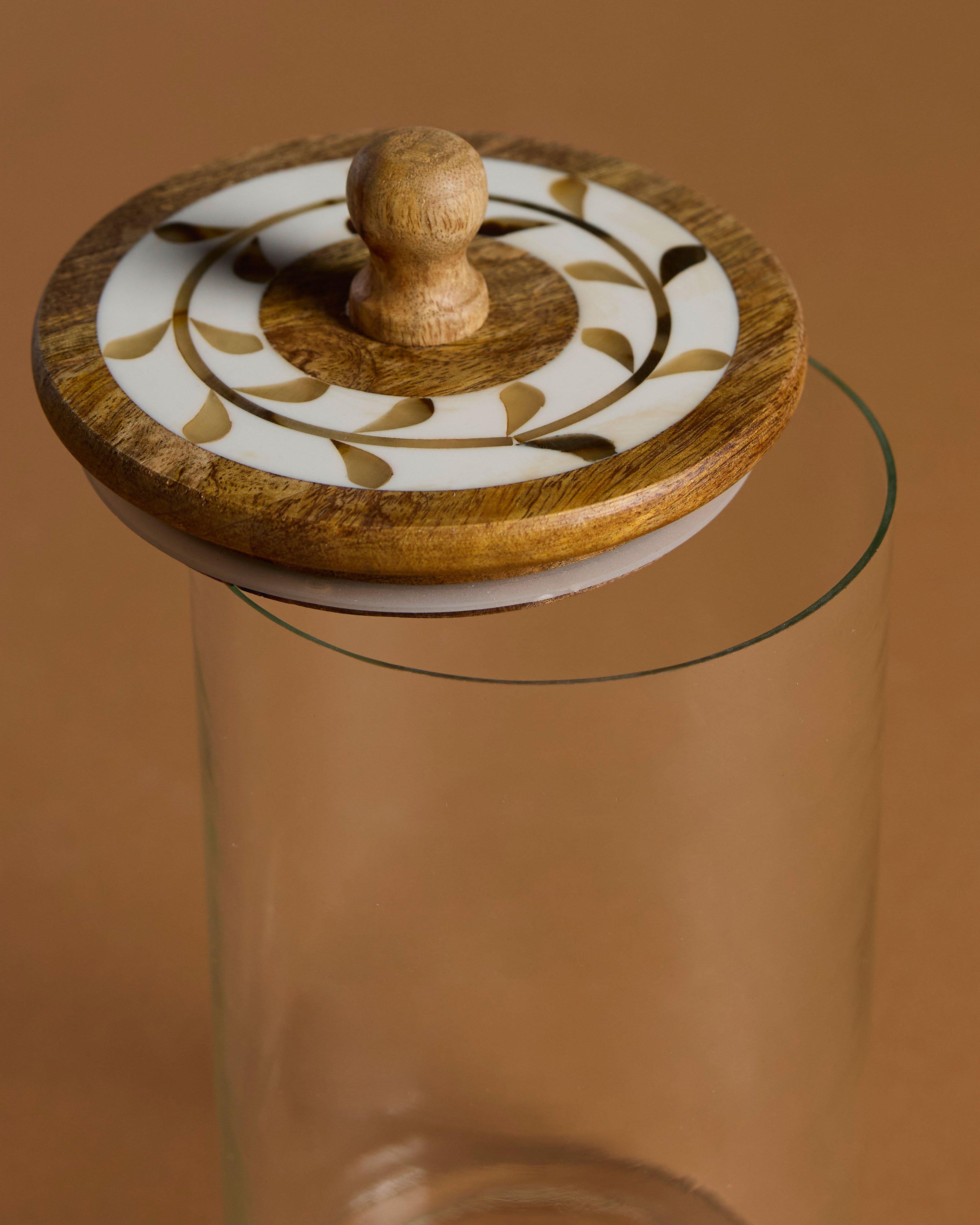  Riley Tall Inlay Storage Jar -  White