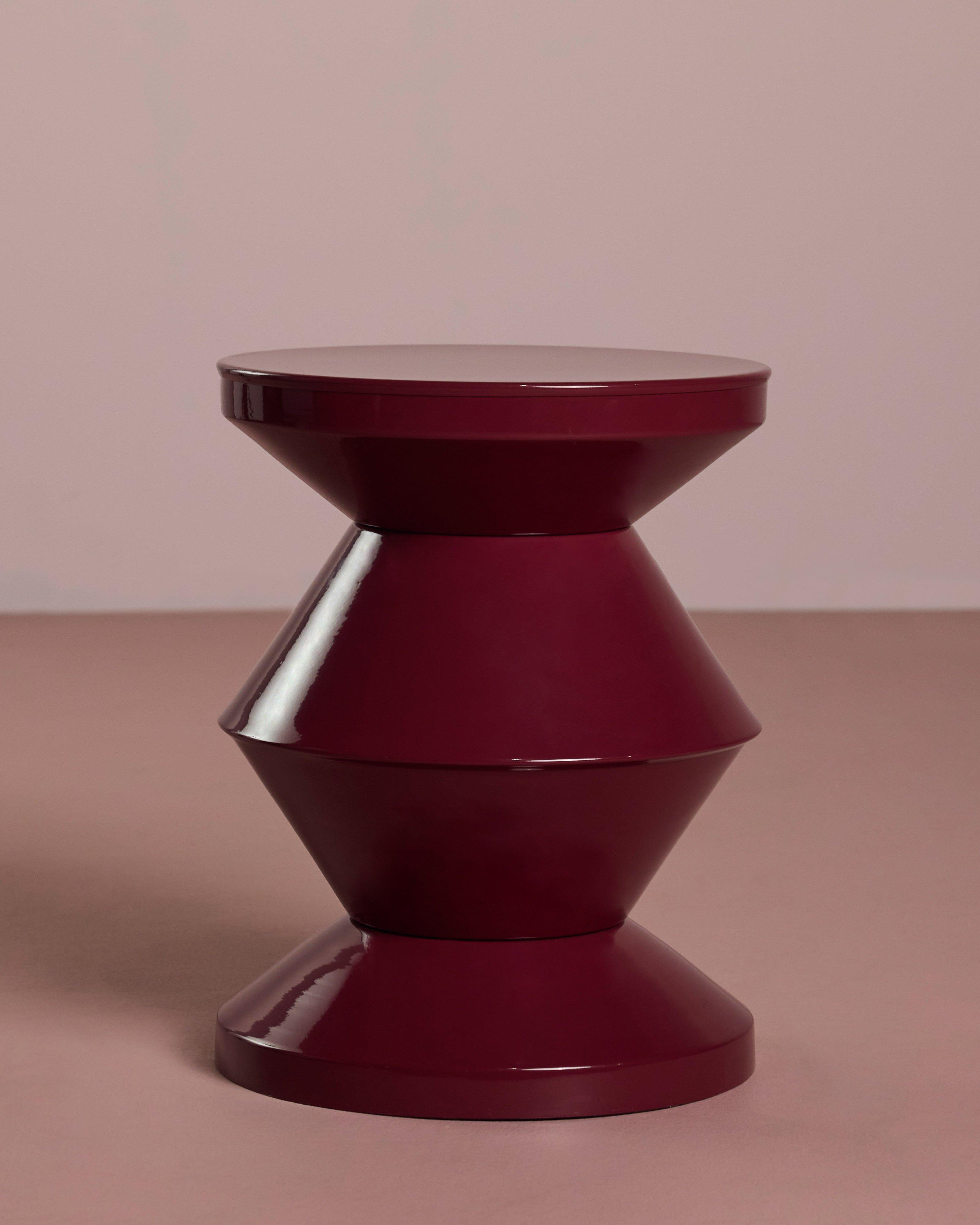 Motse Totem Side Table -  Burgundy