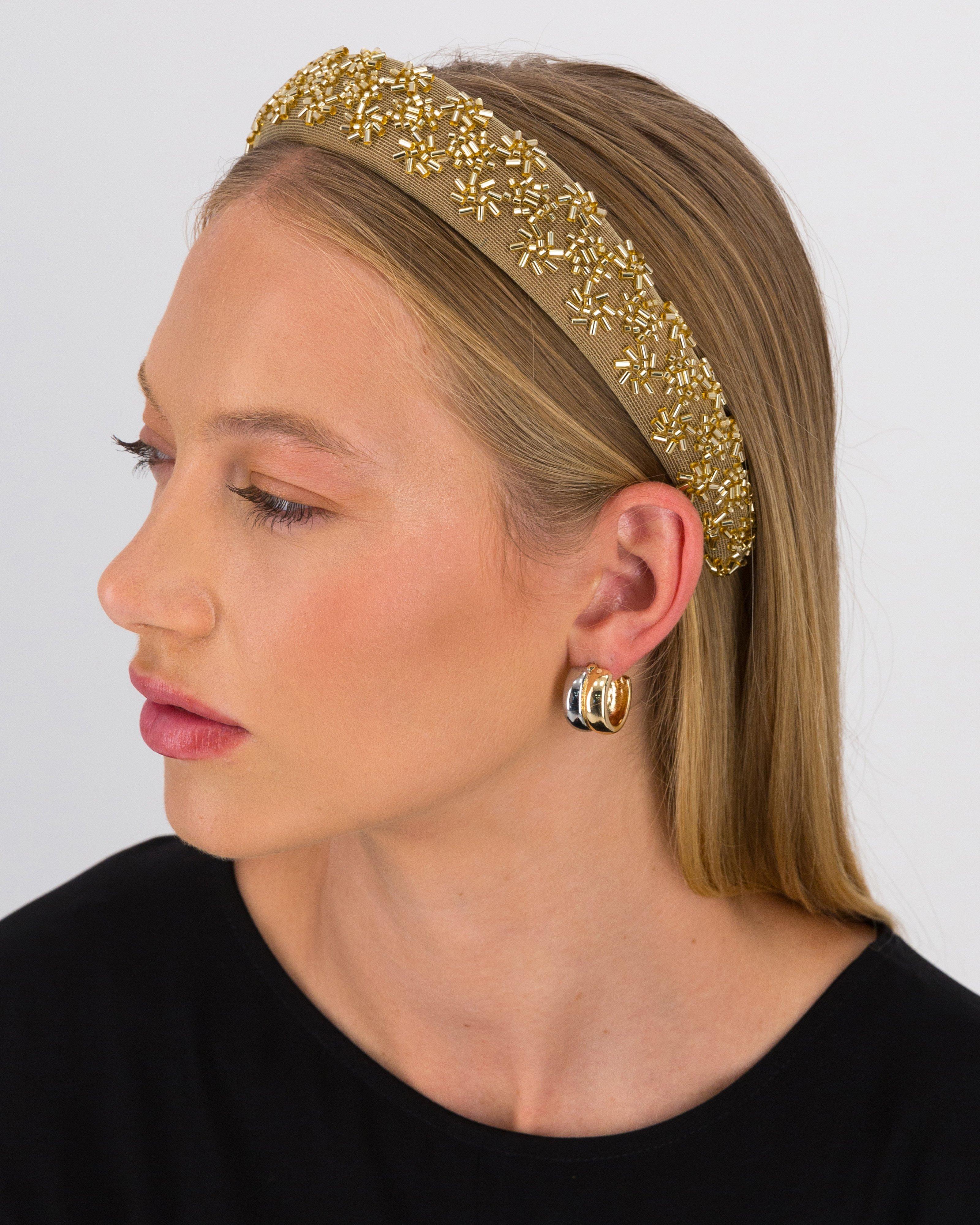 Sequined Floral Aliceband -  Yellow