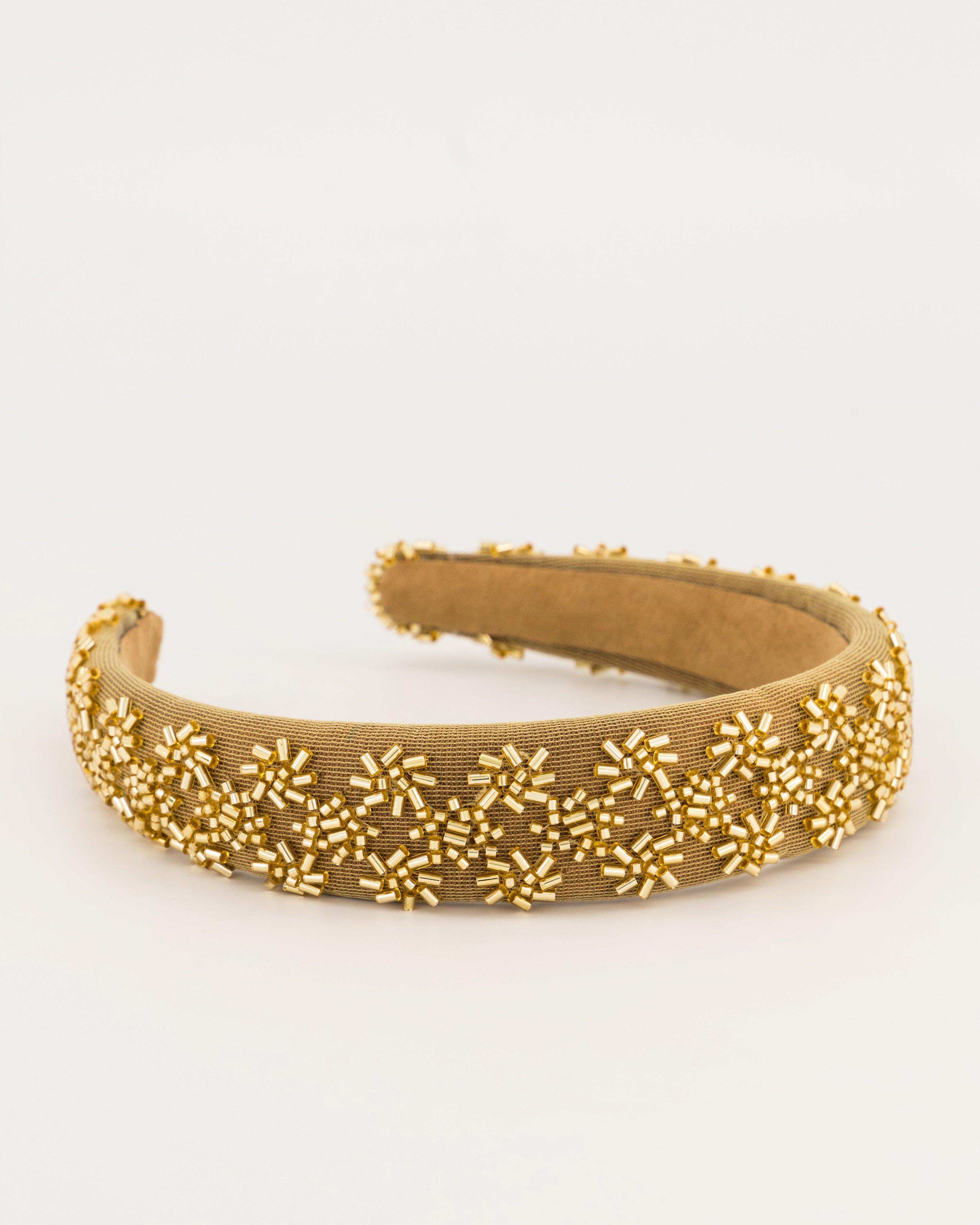 Sequined Floral Aliceband -  Yellow