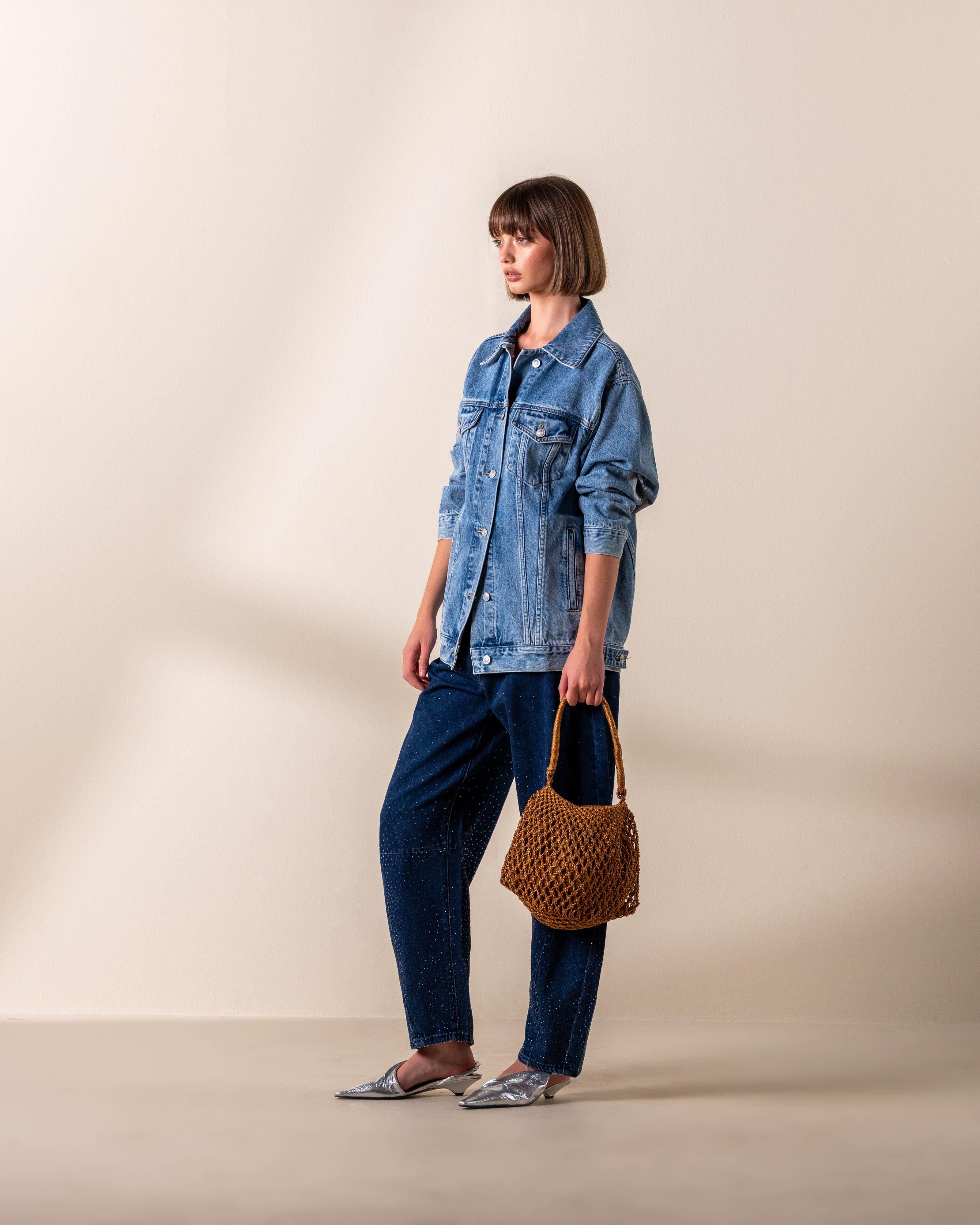 KLûK CGDT x Poetry Embellished Horseshoe Denim -  Mid Blue