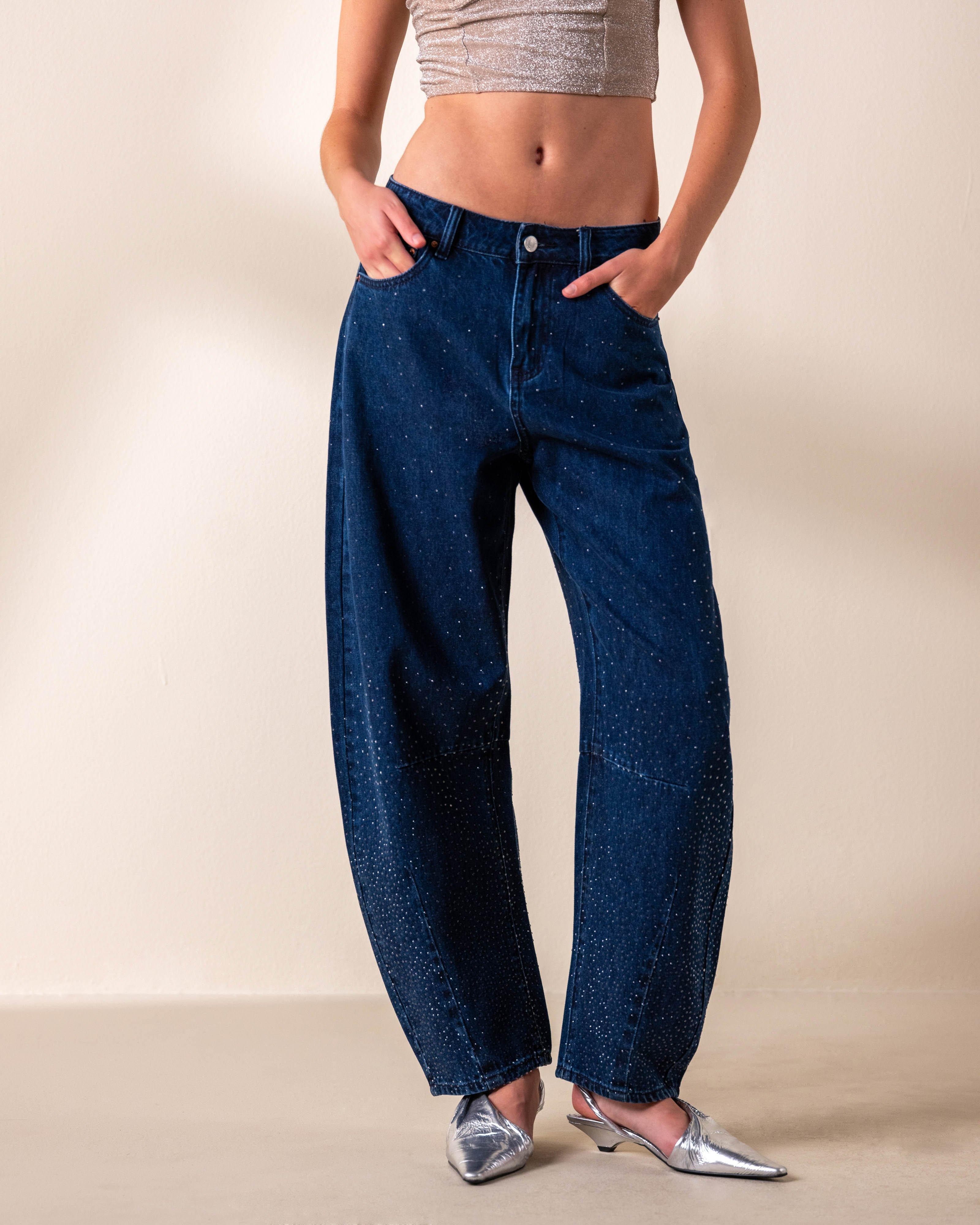 KLûK CGDT x Poetry Embellished Horseshoe Denim -  Mid Blue