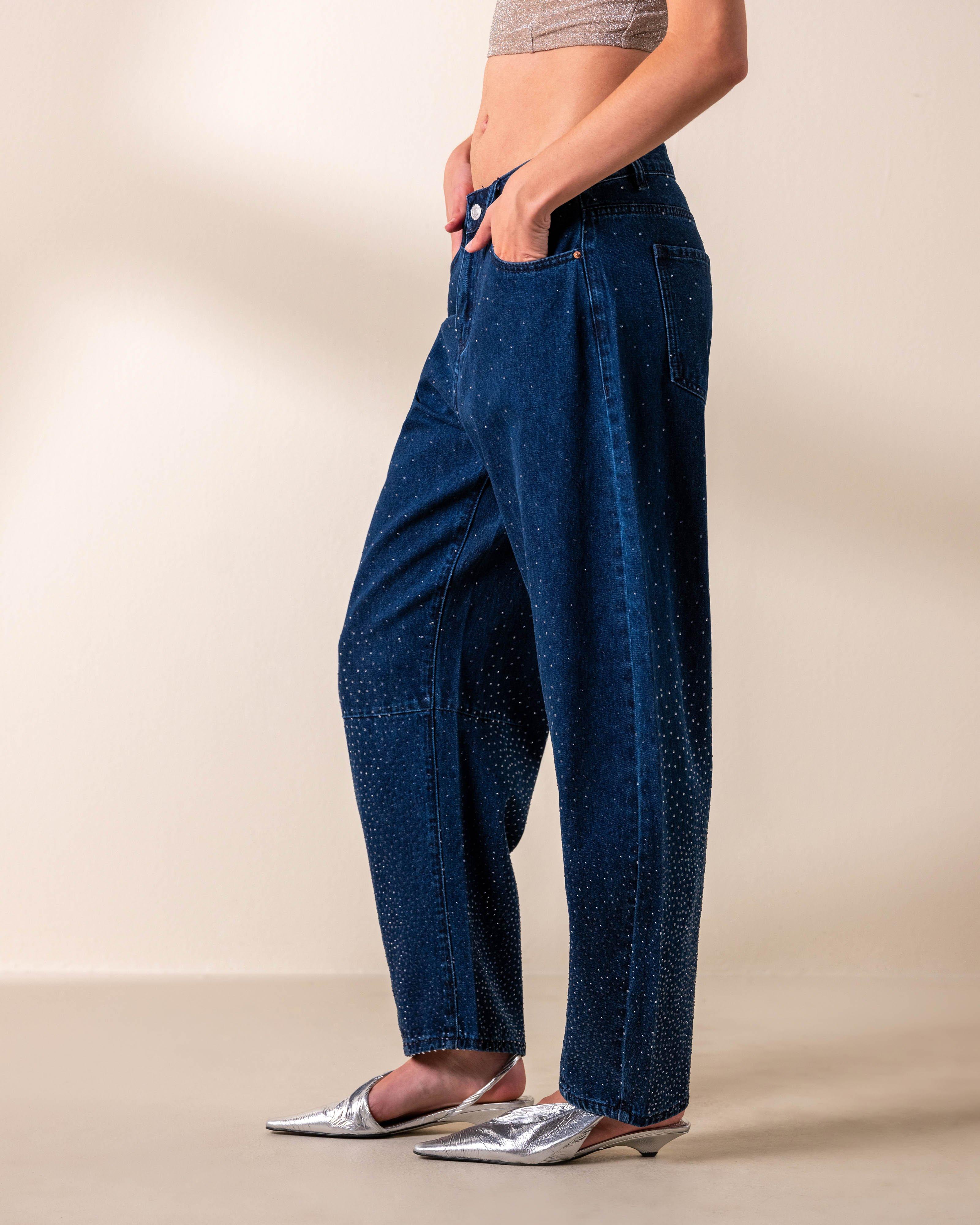 KLûK CGDT x Poetry Embellished Horseshoe Denim -  Mid Blue
