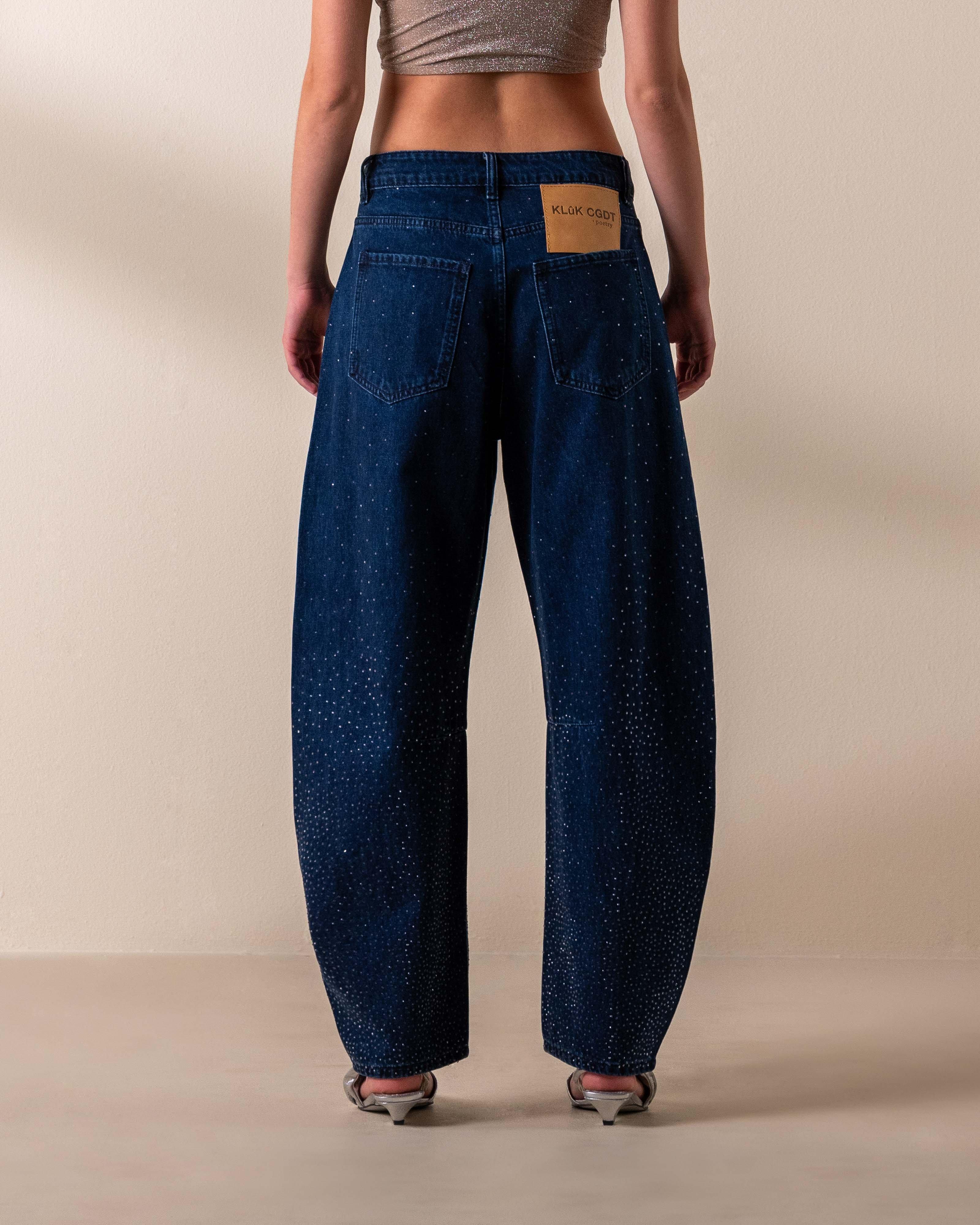 KLûK CGDT x Poetry Embellished Horseshoe Denim -  Mid Blue