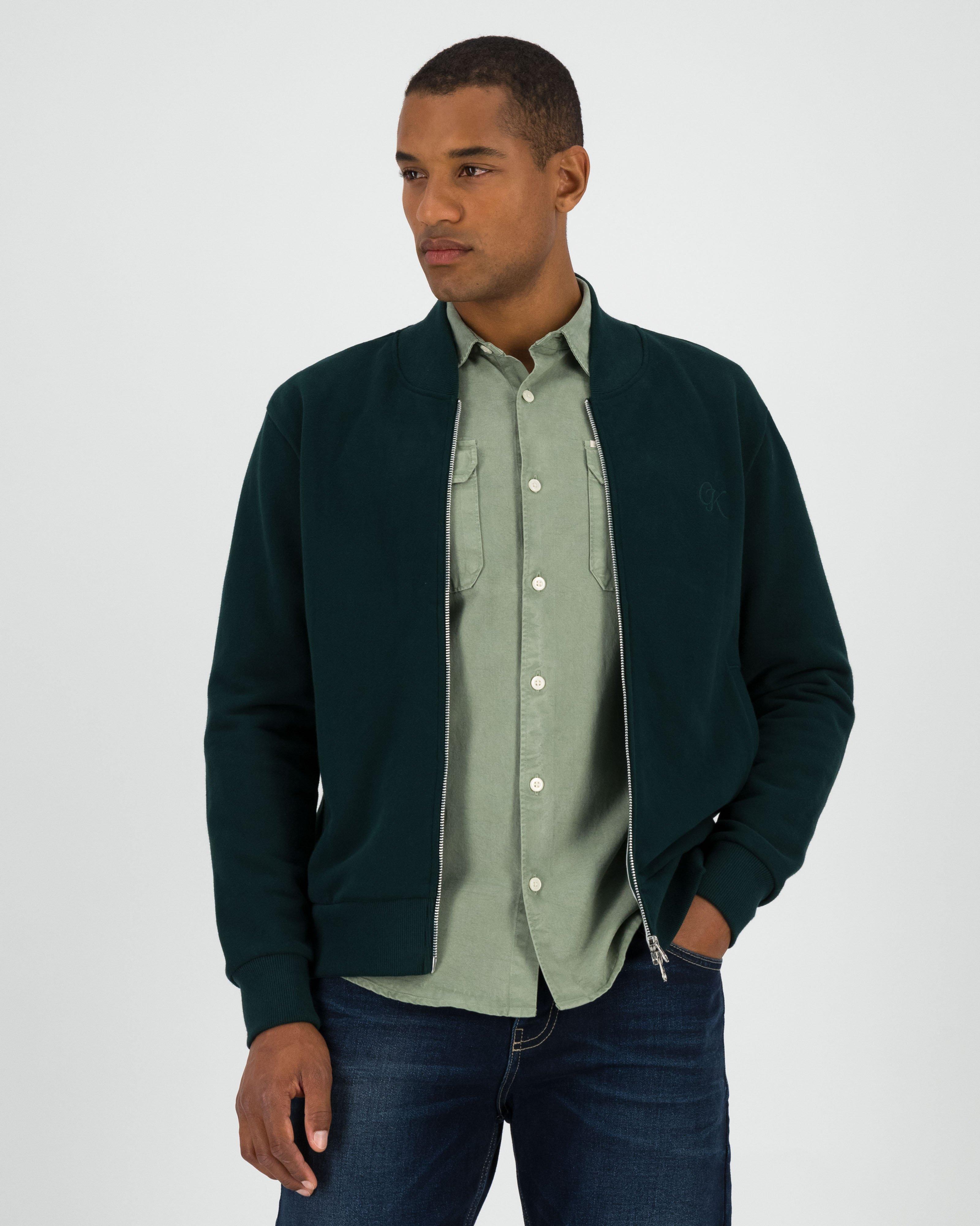 Men's Avery Bomber Sweat Jacket -  Dark Green