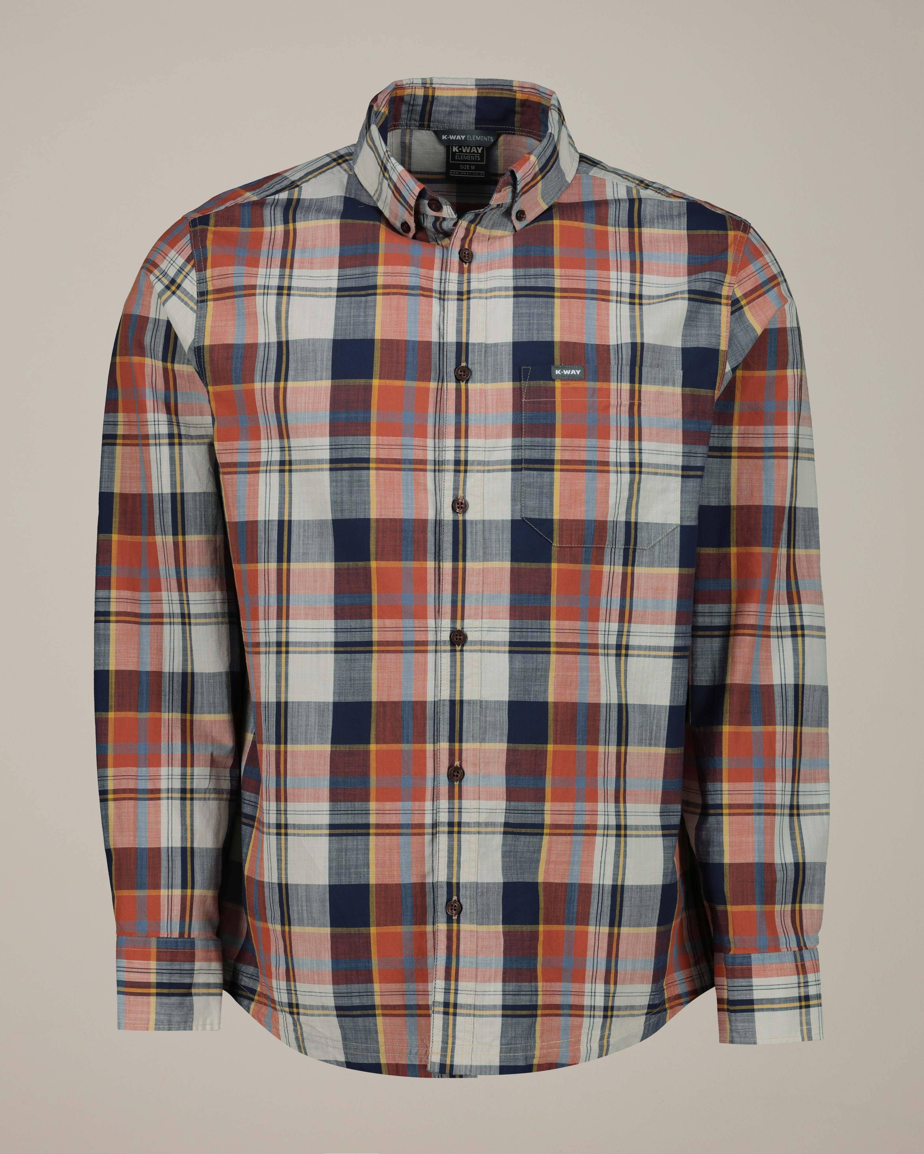 K-Way Elements Men's Long Sleeved Check Work Shirt -  Rust