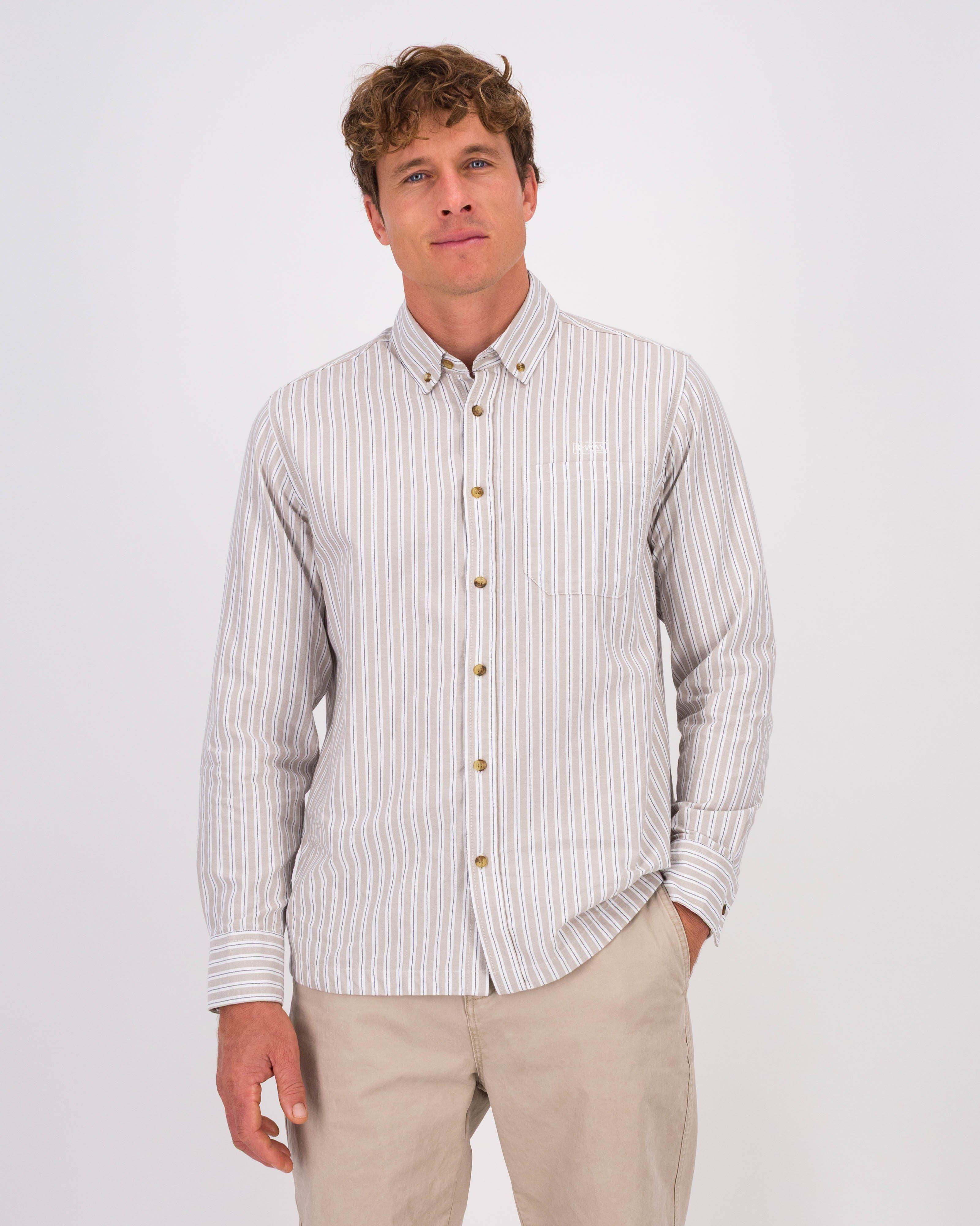 K-Way Elements Men's Striped Work Shirt -  Stone