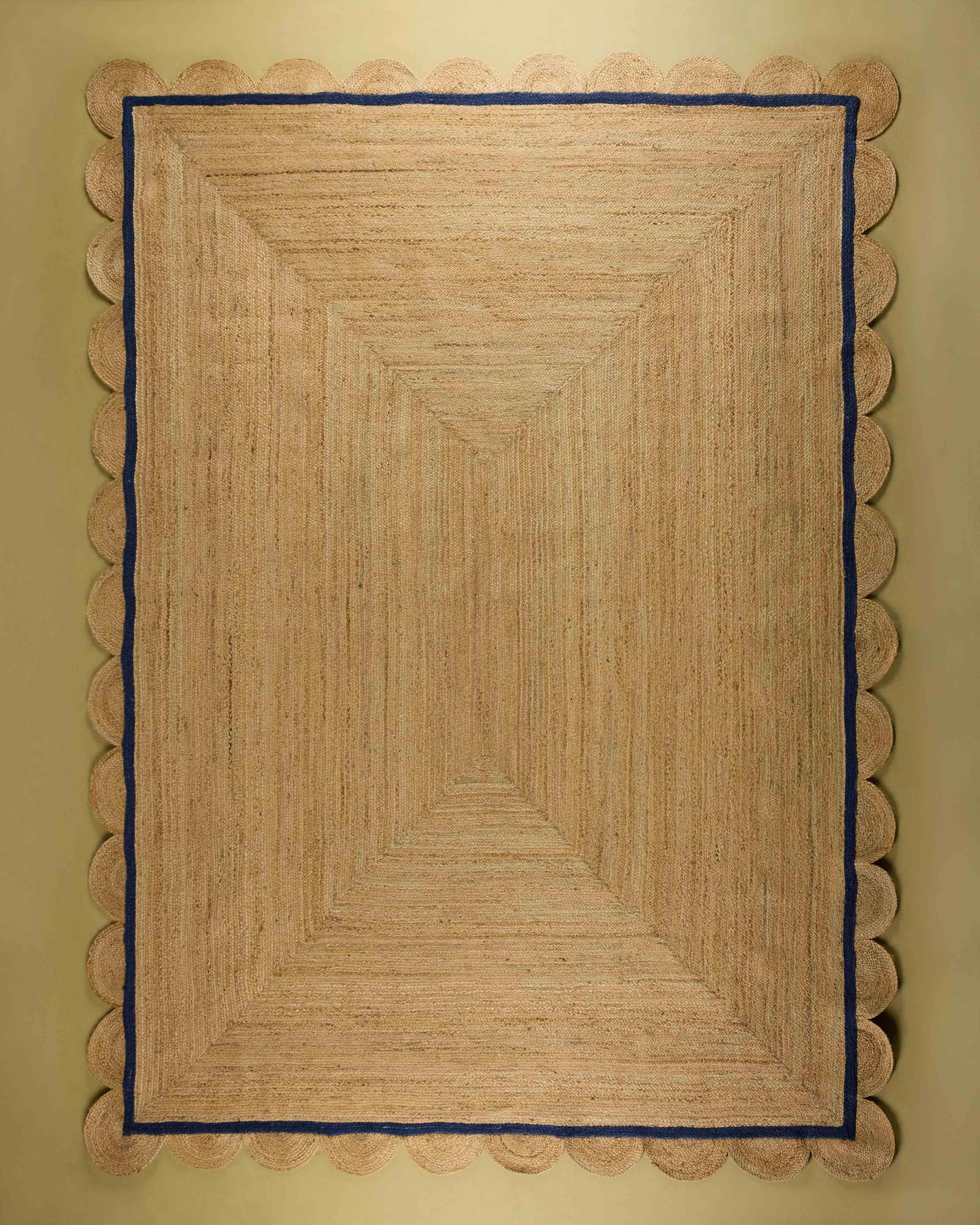 Scallop Border Jute Rug - 300cm (W) x 400cm (L) -  Oatmeal
