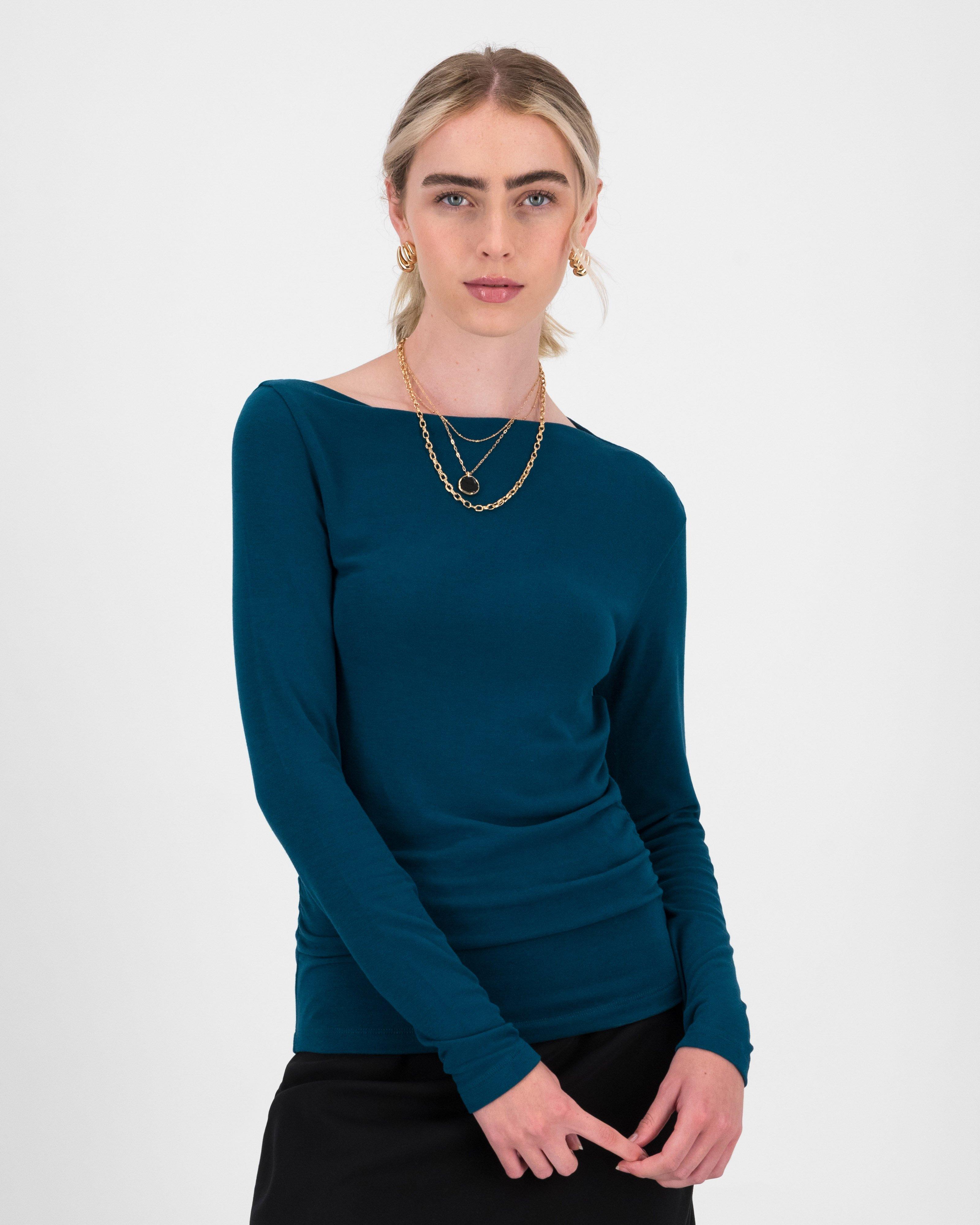 Women's Gina Ruched Top -  Mid Blue