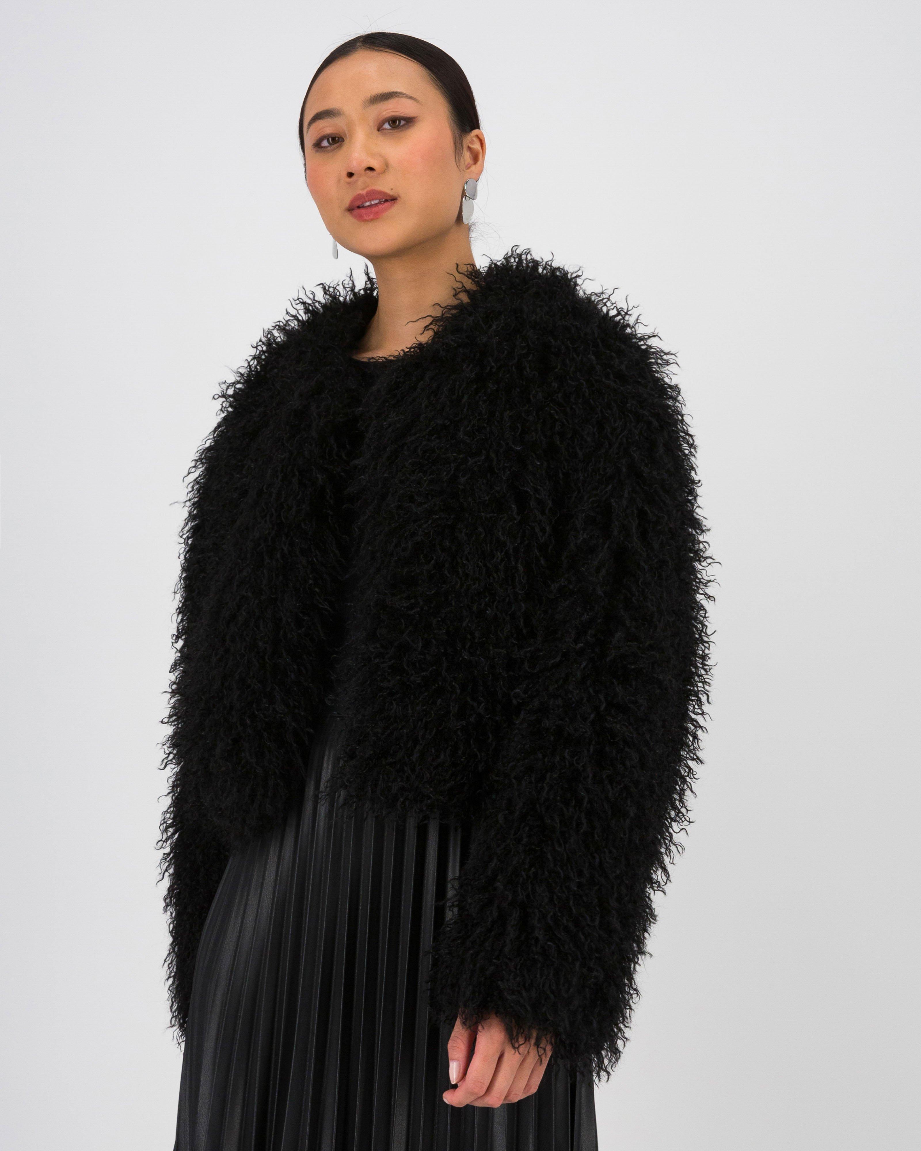 Kelsey Faux Fur Jacket -  Black