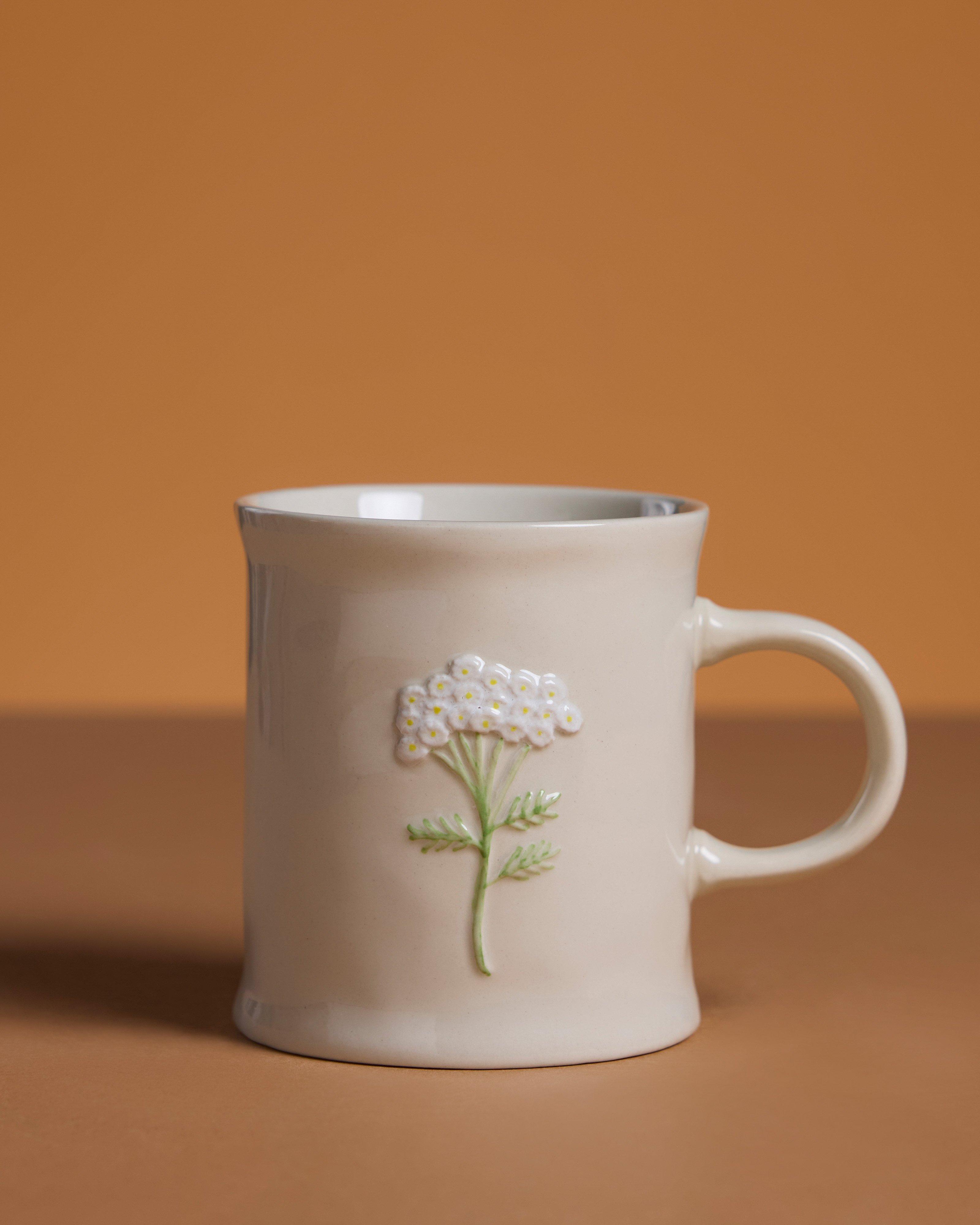 Embossed White Flower and Lady Bird Vase  -  Milk