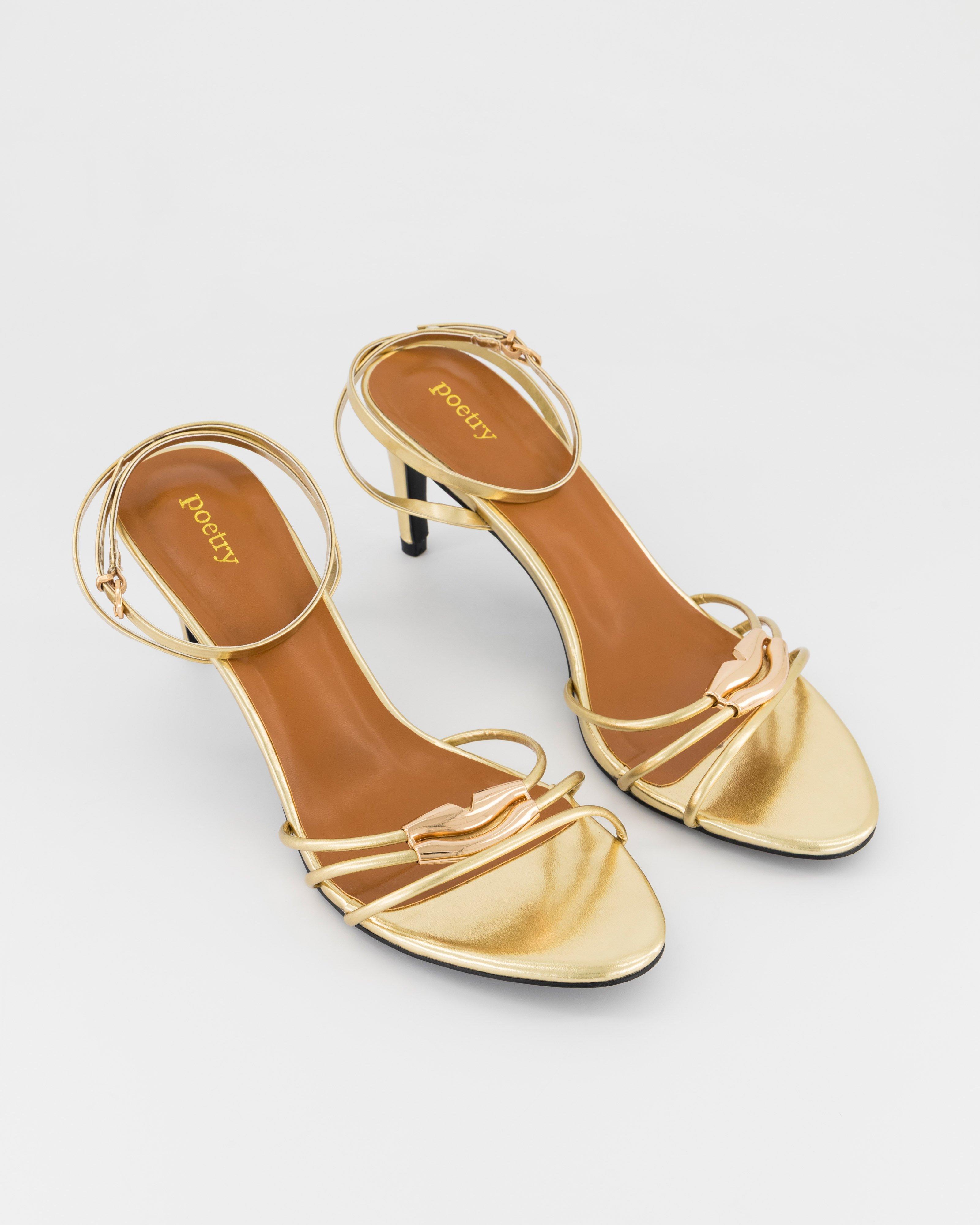 Sarina Metallic Strappy Heel -  Gold