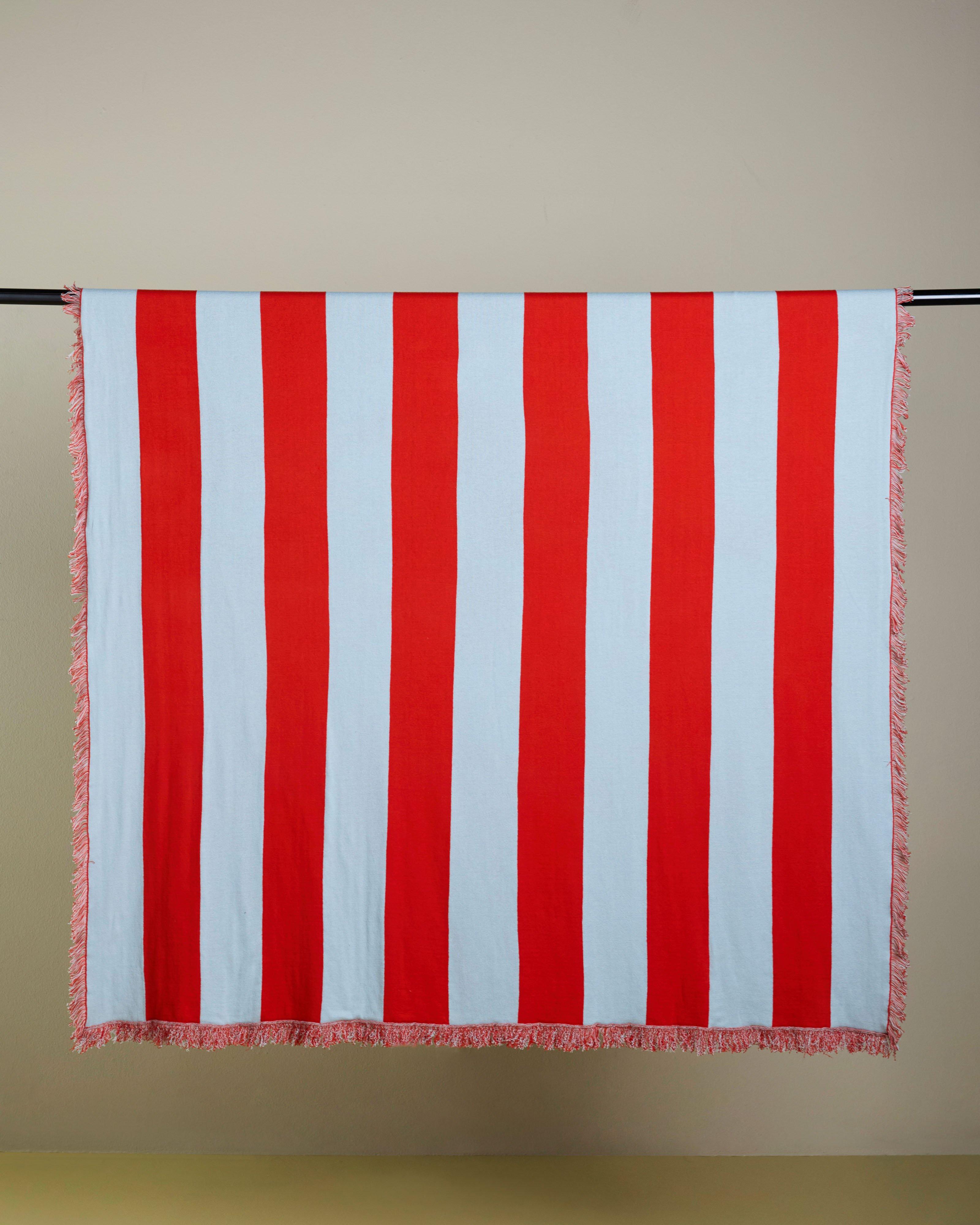 Bright Stripe Picnic Blanket -  Orange