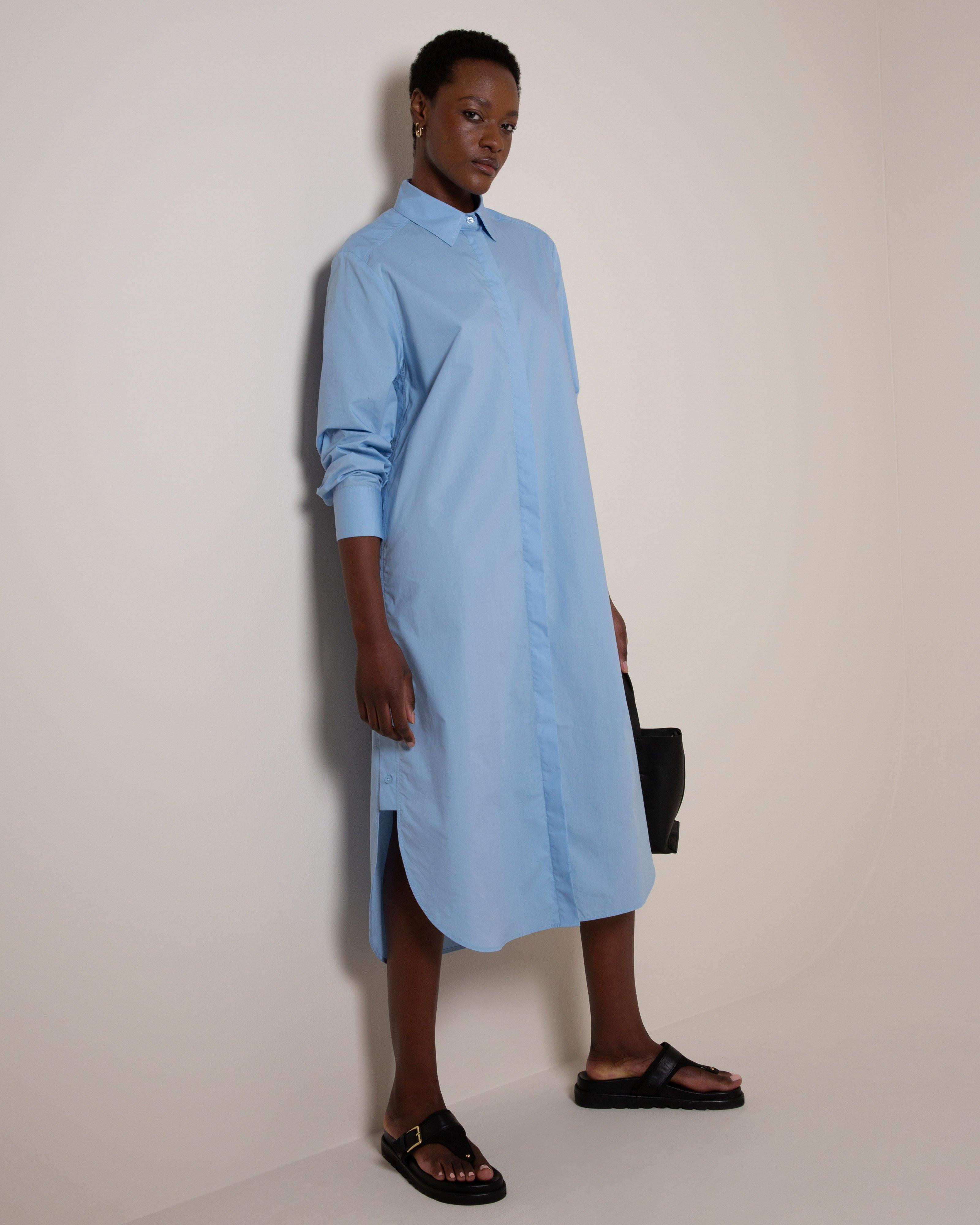 Shelby Shirt Dress -  Blue