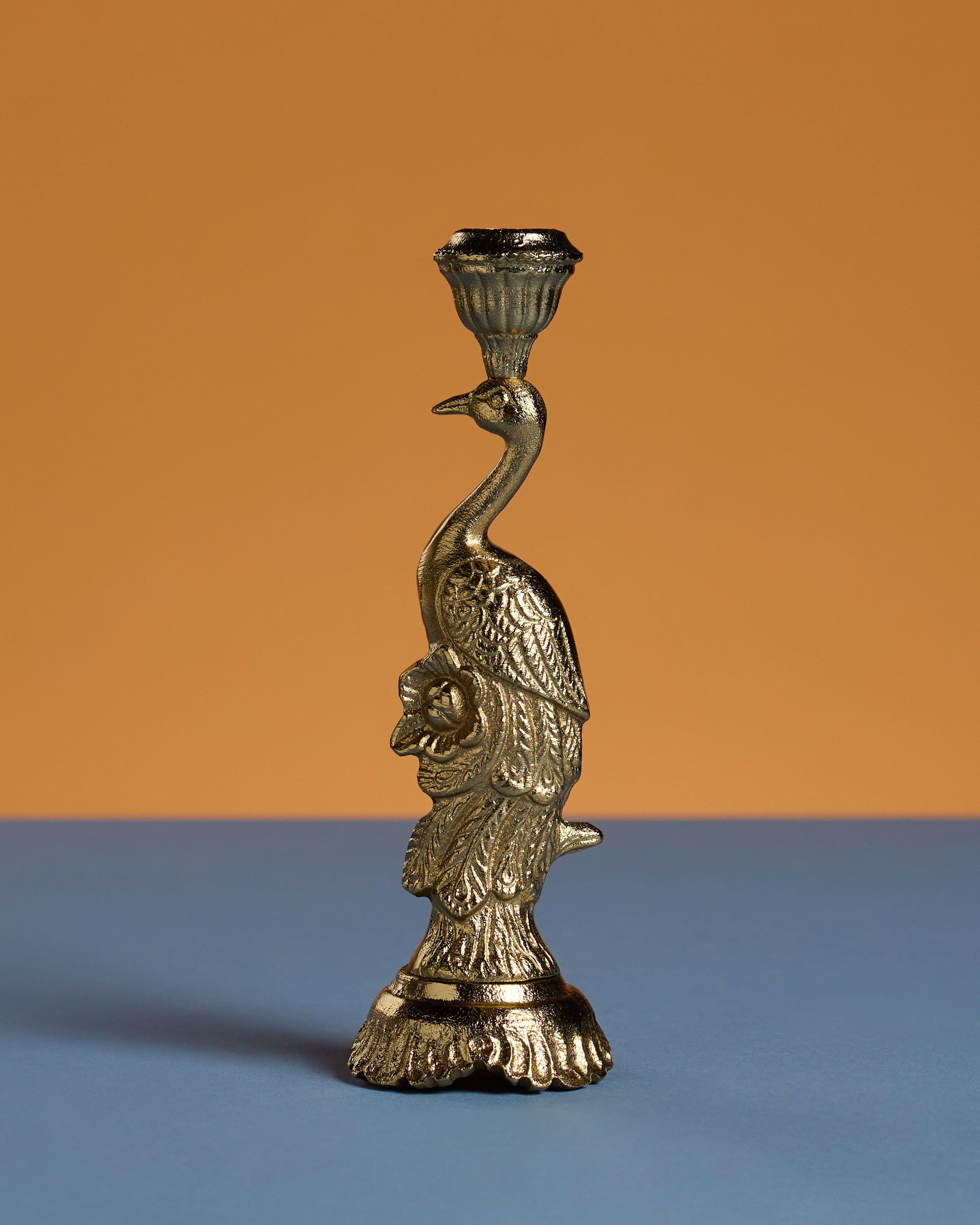 Brass Bird Candle Holder -  Gold