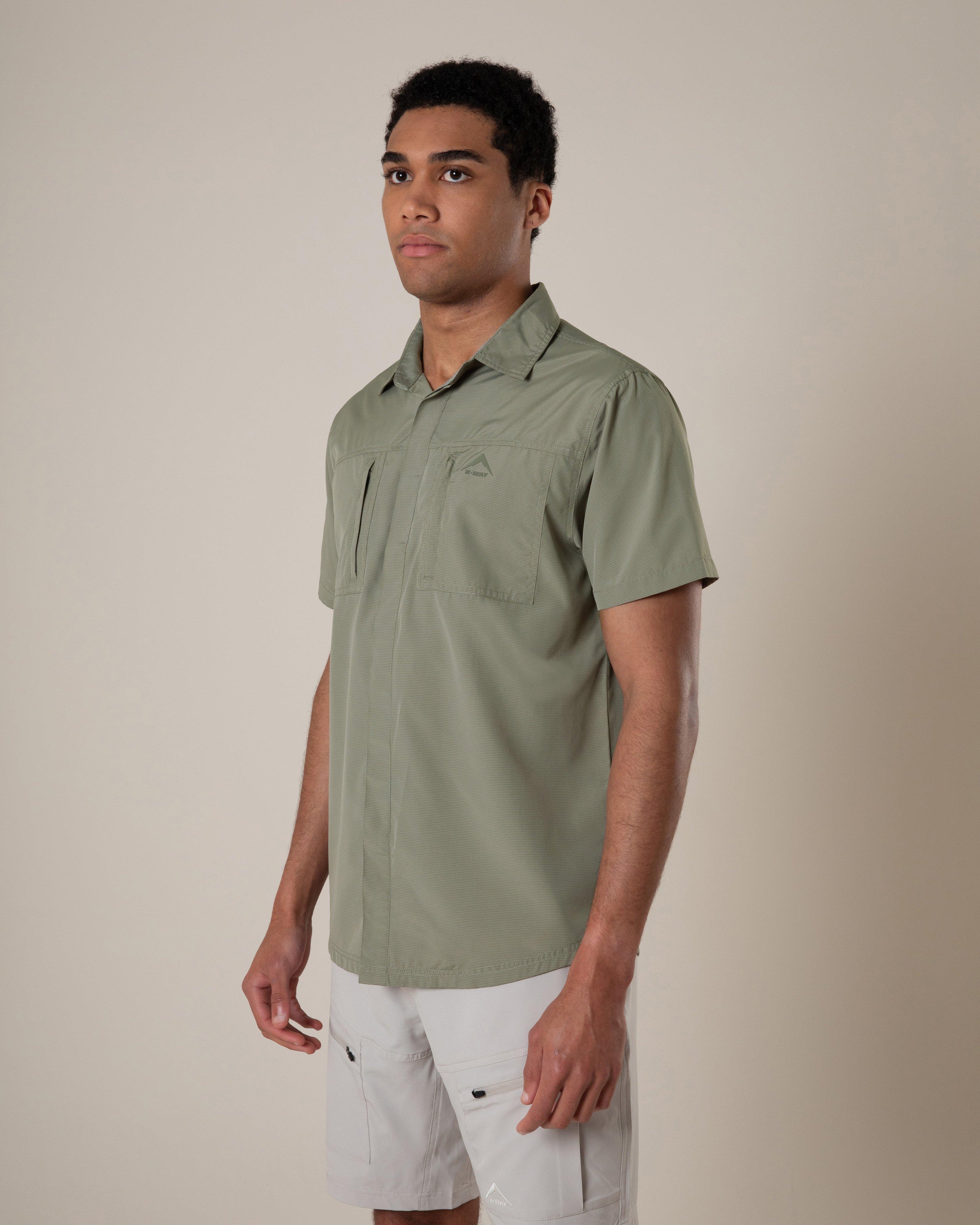 K-Way Men's Sunstride Tech Short-Sleeve Shirt -  Light Olive