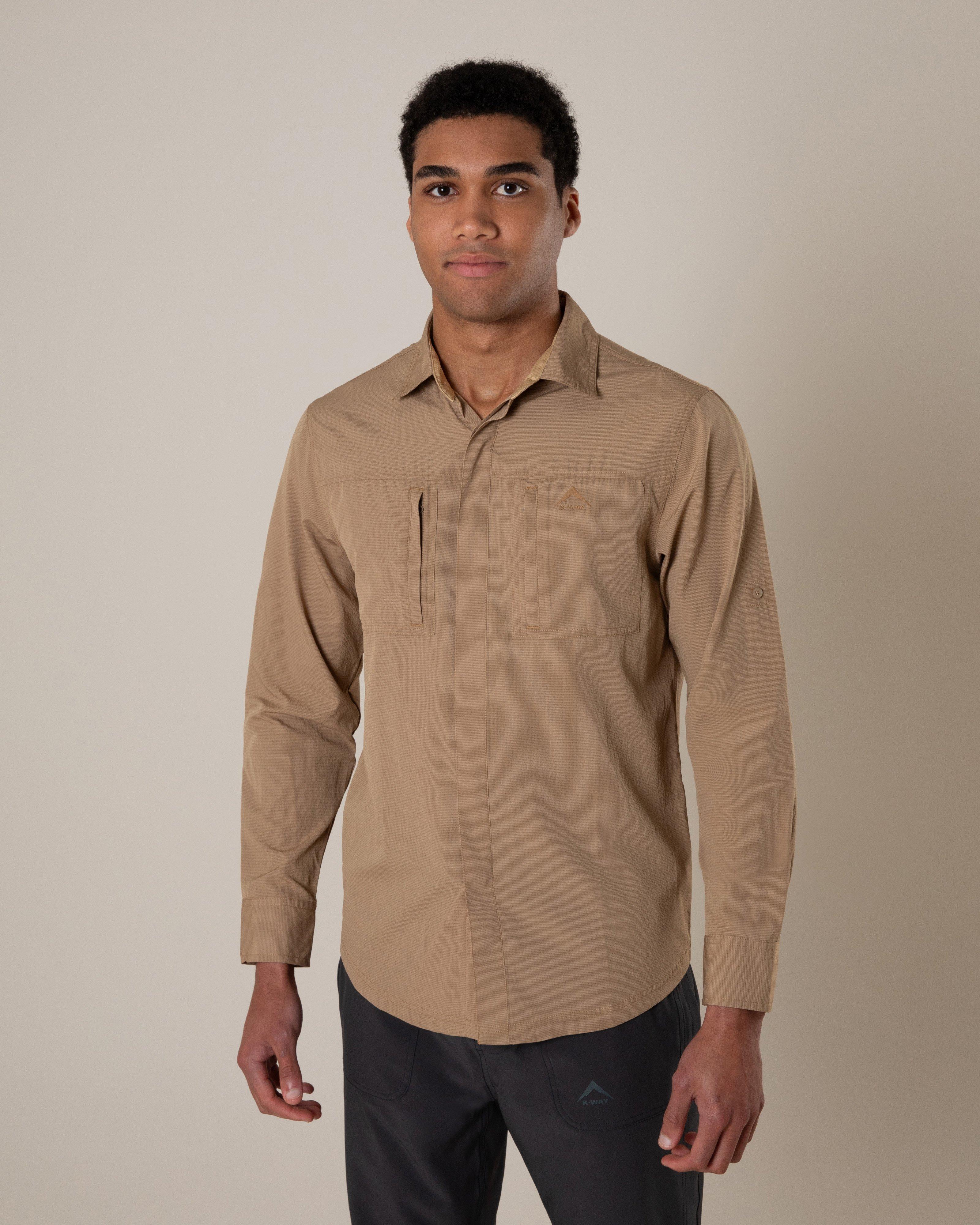 K-Way Men's Sunstride Technical Long-Sleeve Shirt -  Stone