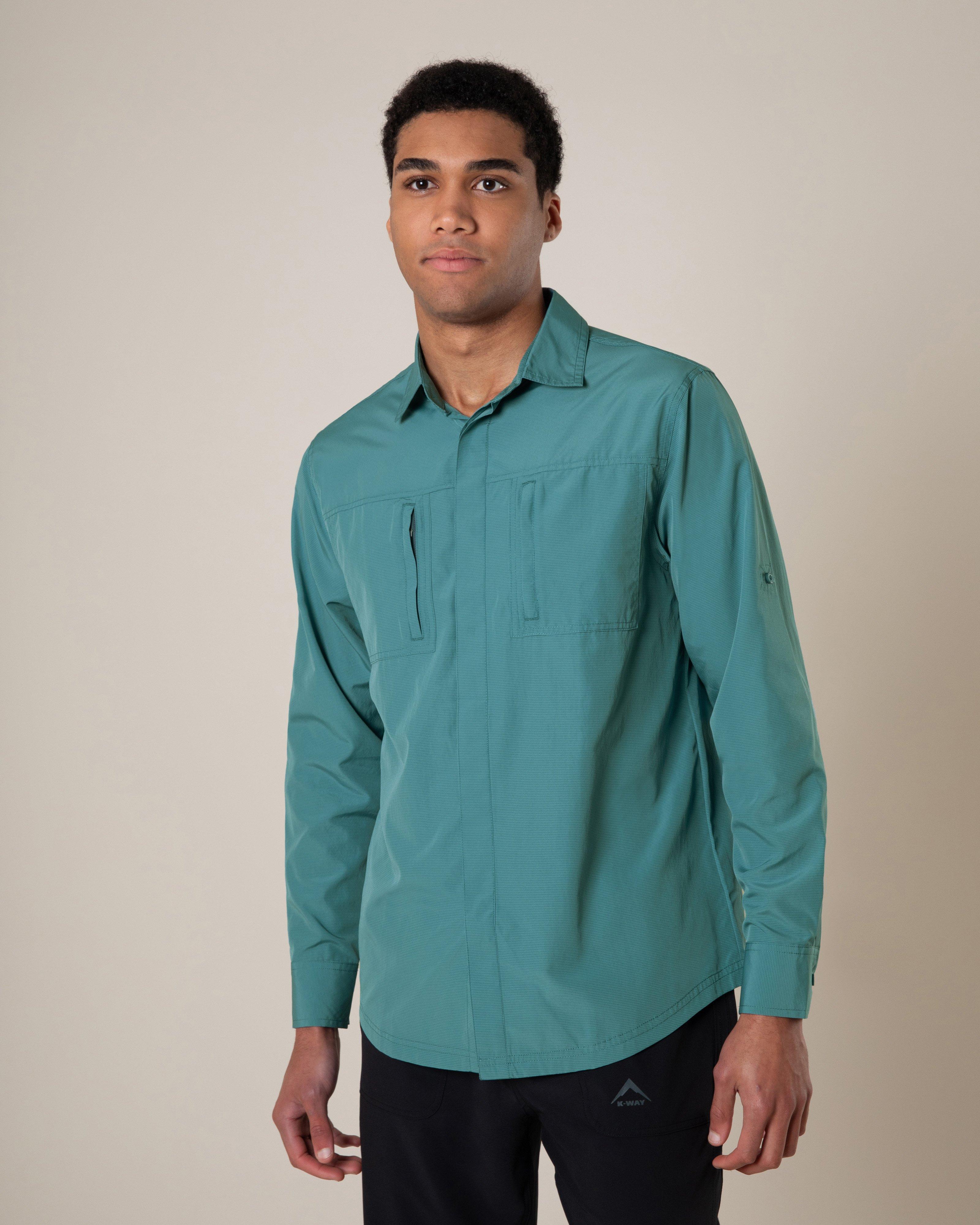 K-Way Men's Sunstride Technical Long-Sleeve Shirt -  Light Blue