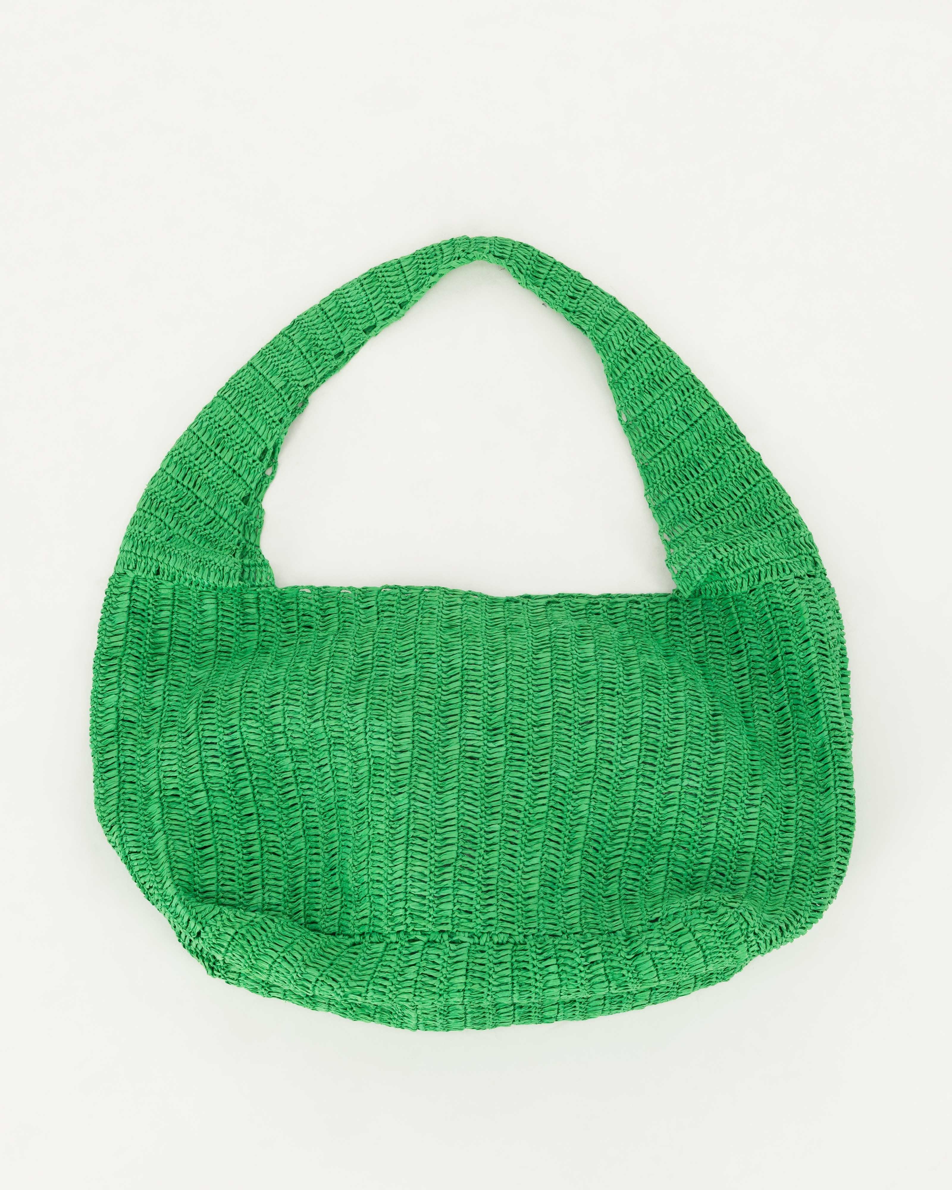 Hannah Oversized Raffia Bag -  Green