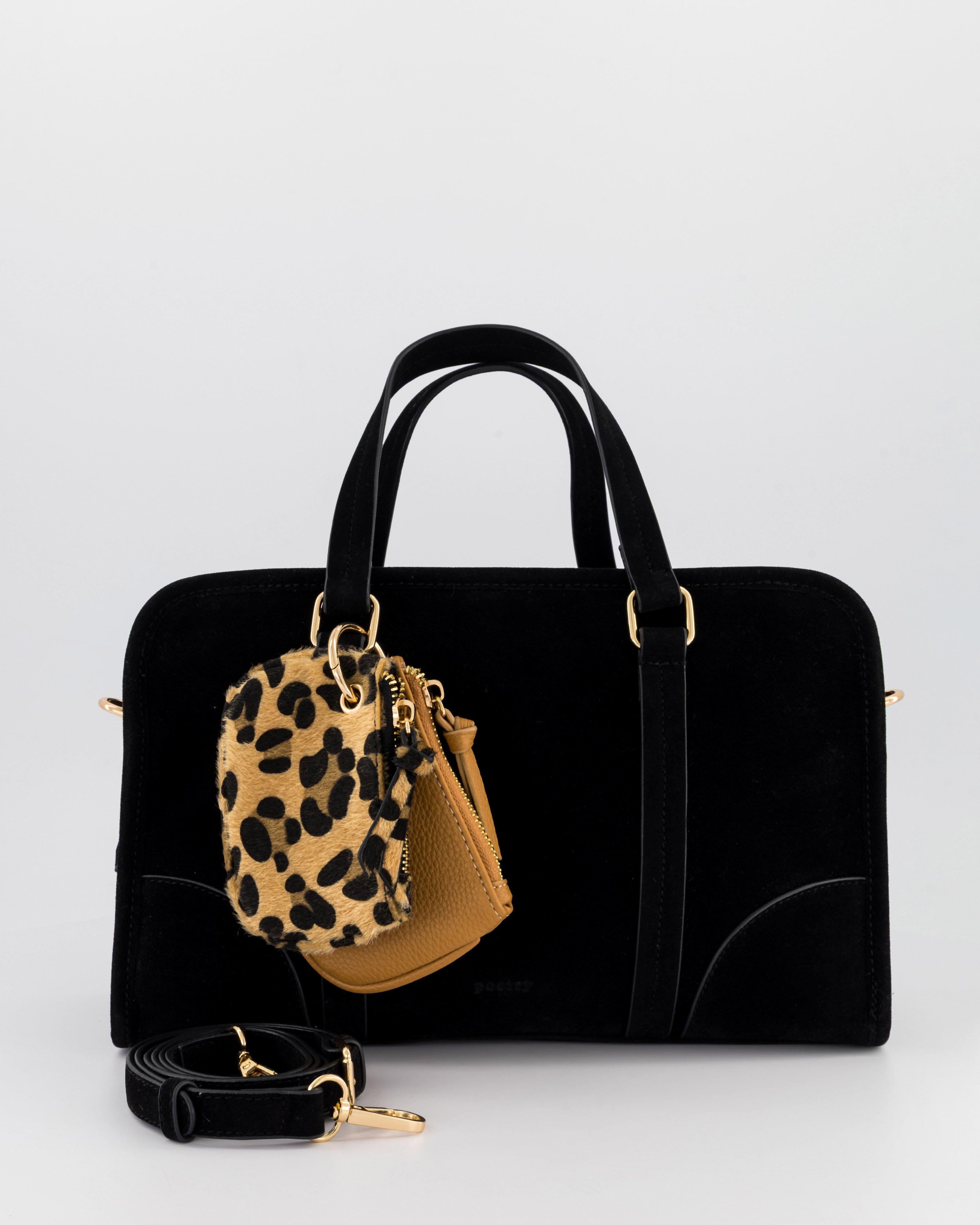 Taya Tote Bag with Double Closure -  Black