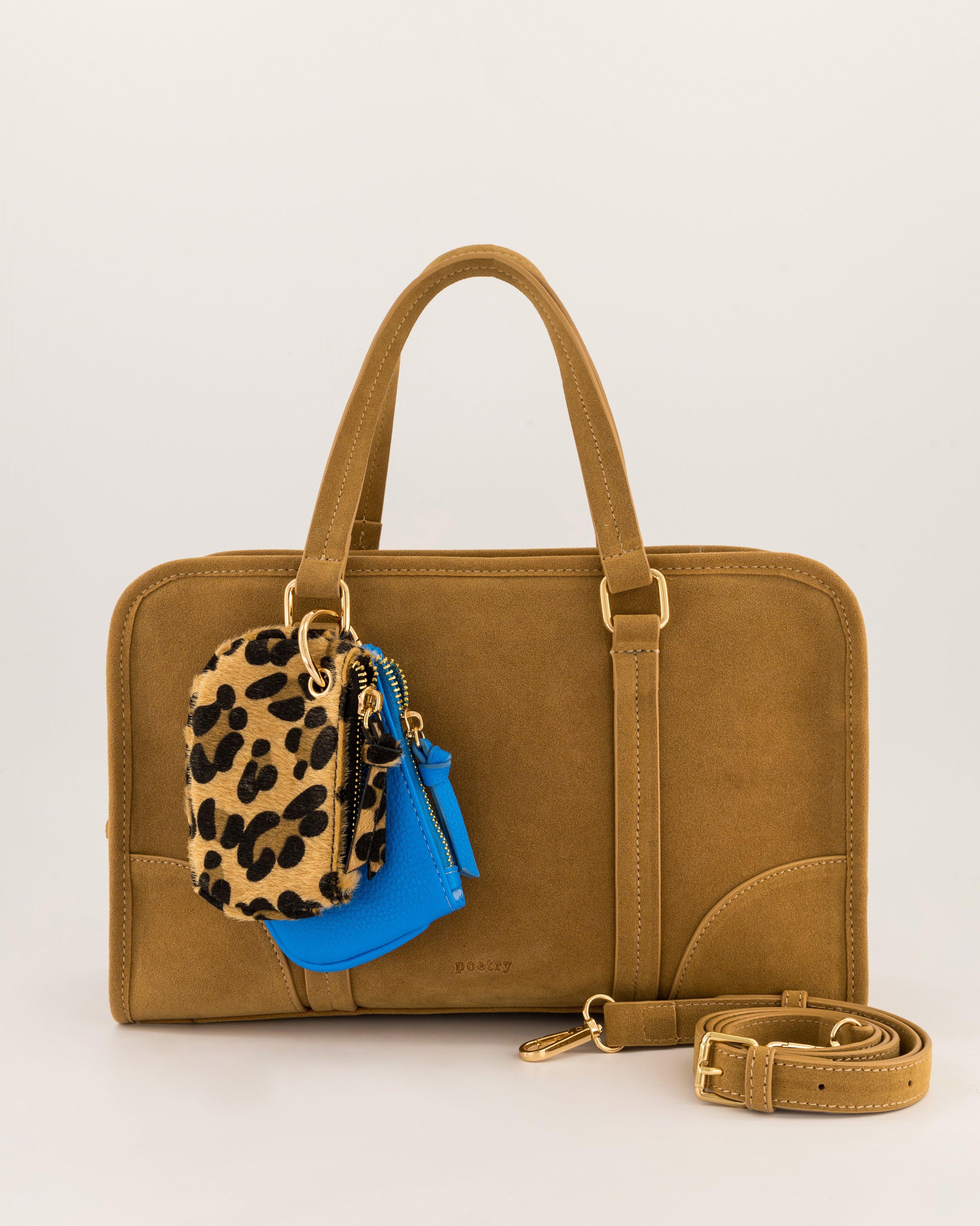 Taya Tote Bag with Double Closure -  Brown