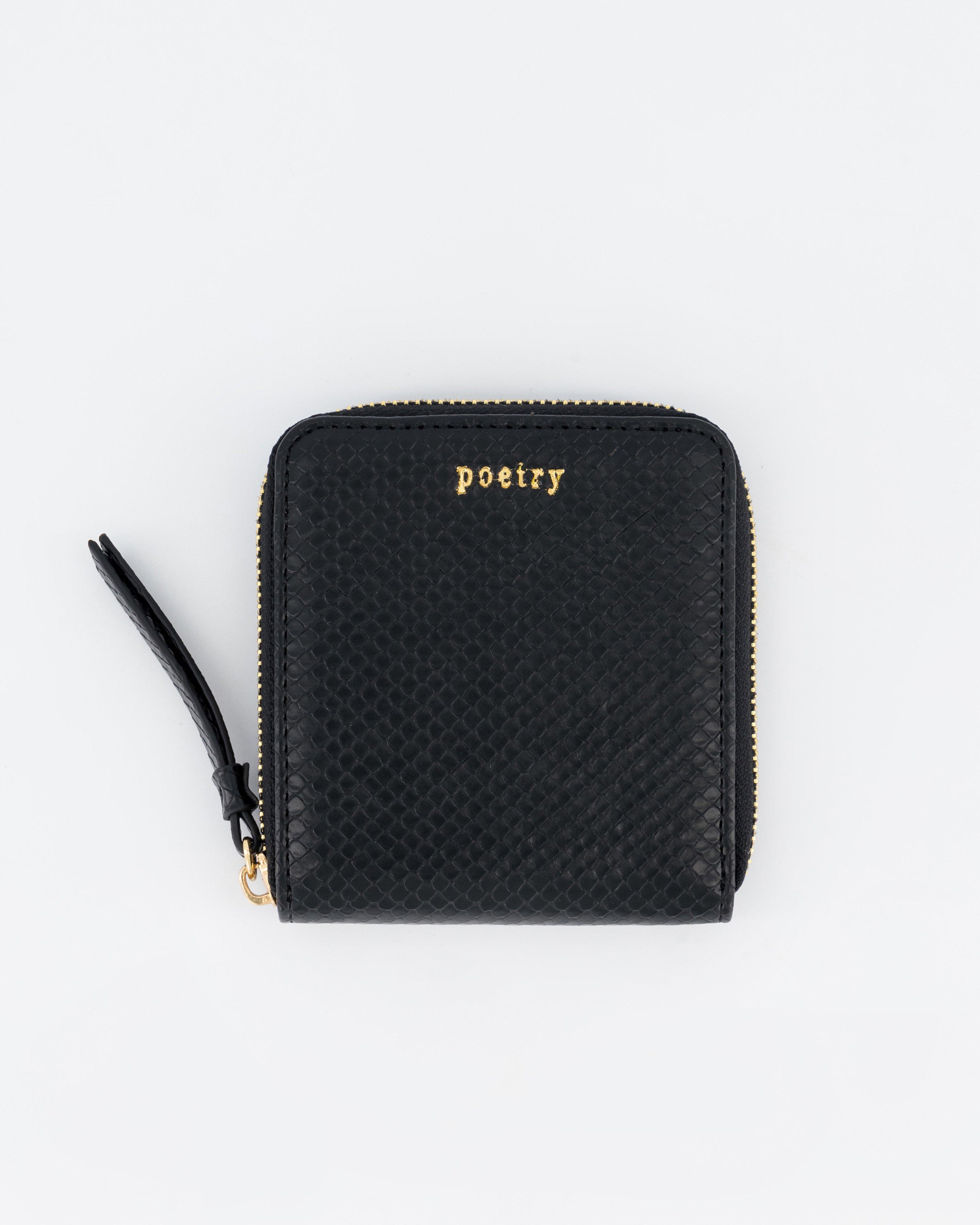 Suri Snake Embossed Wallet -  Black