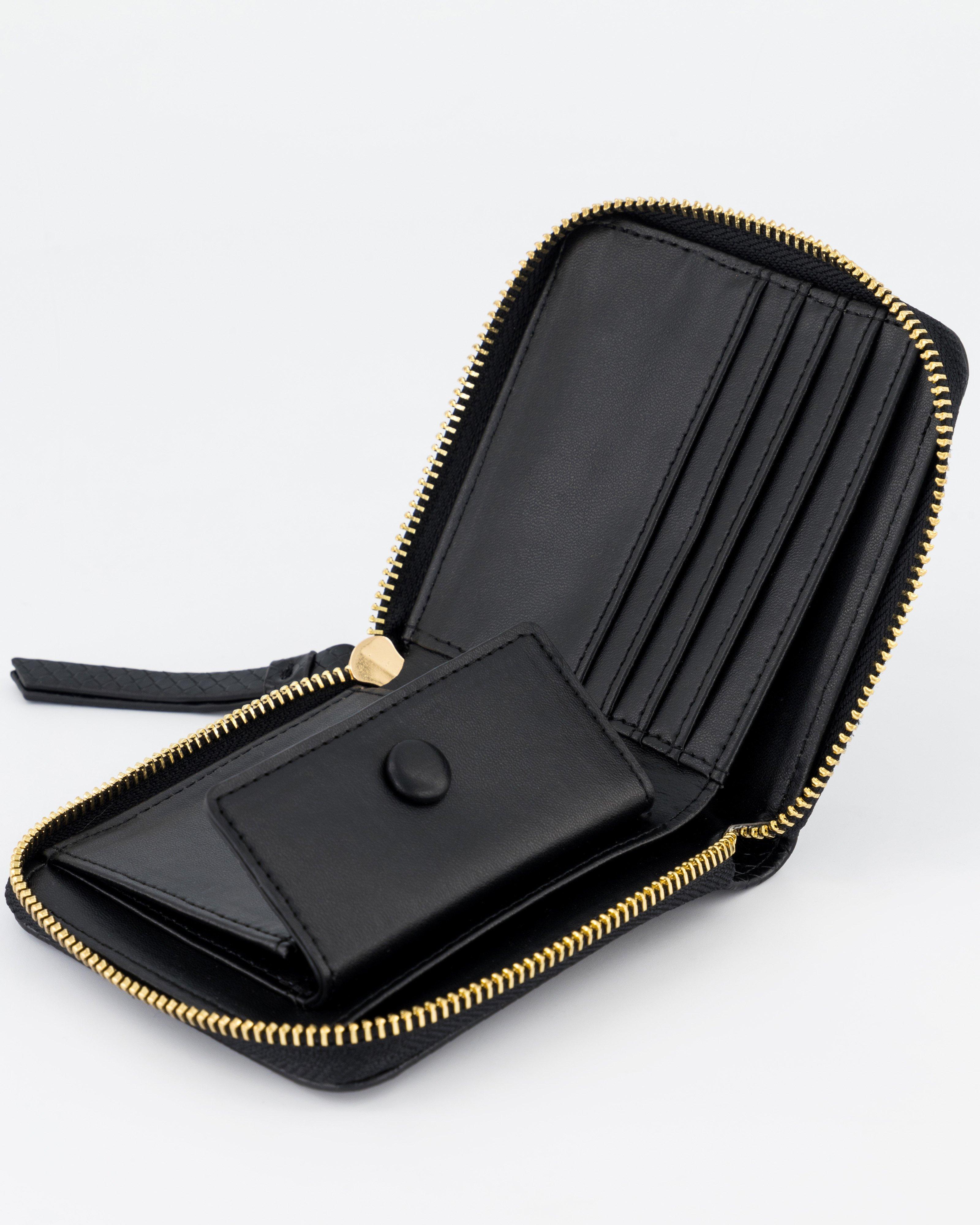 Suri Snake Embossed Wallet -  Black