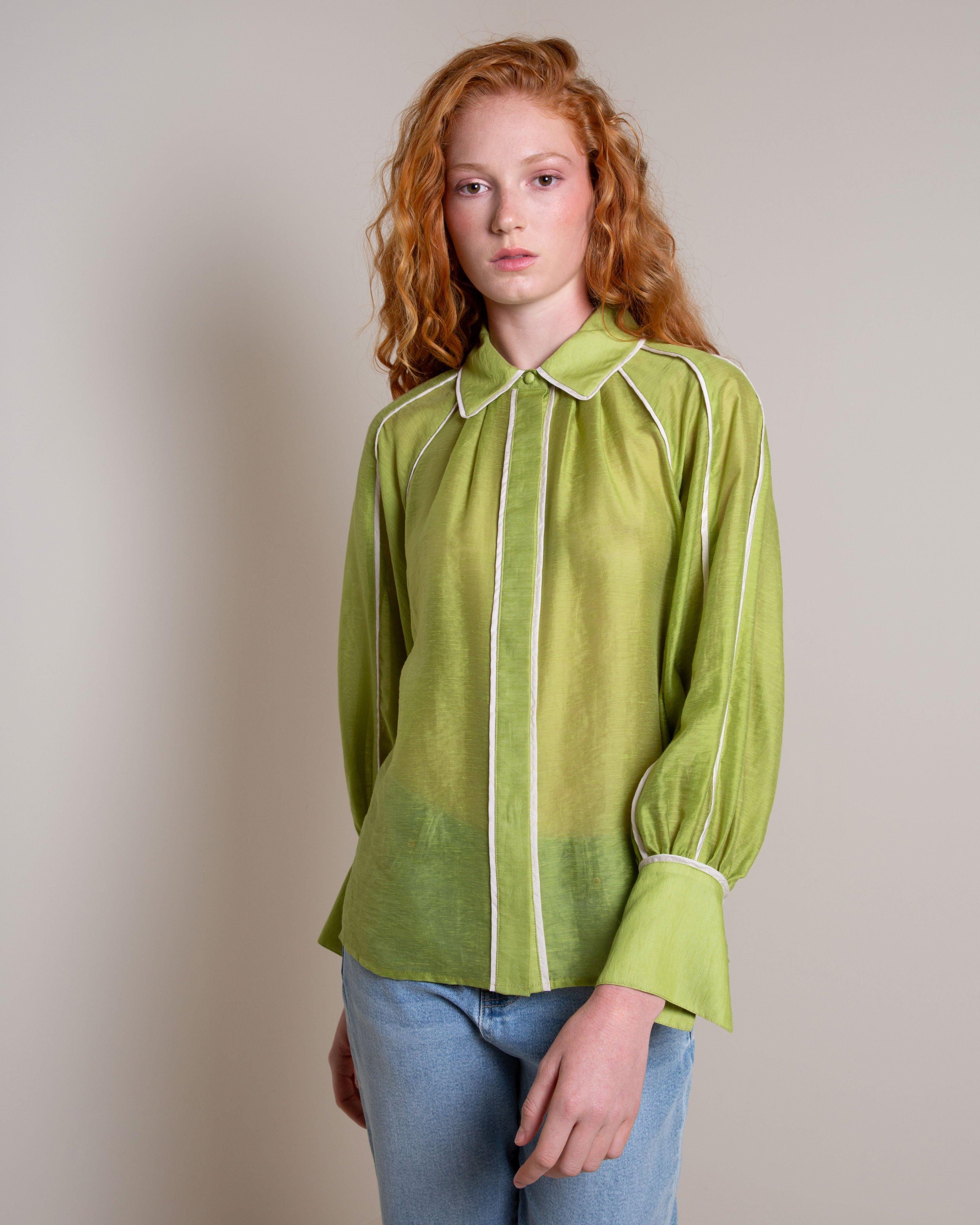 Brooks Seam Detail Blouse -  Green