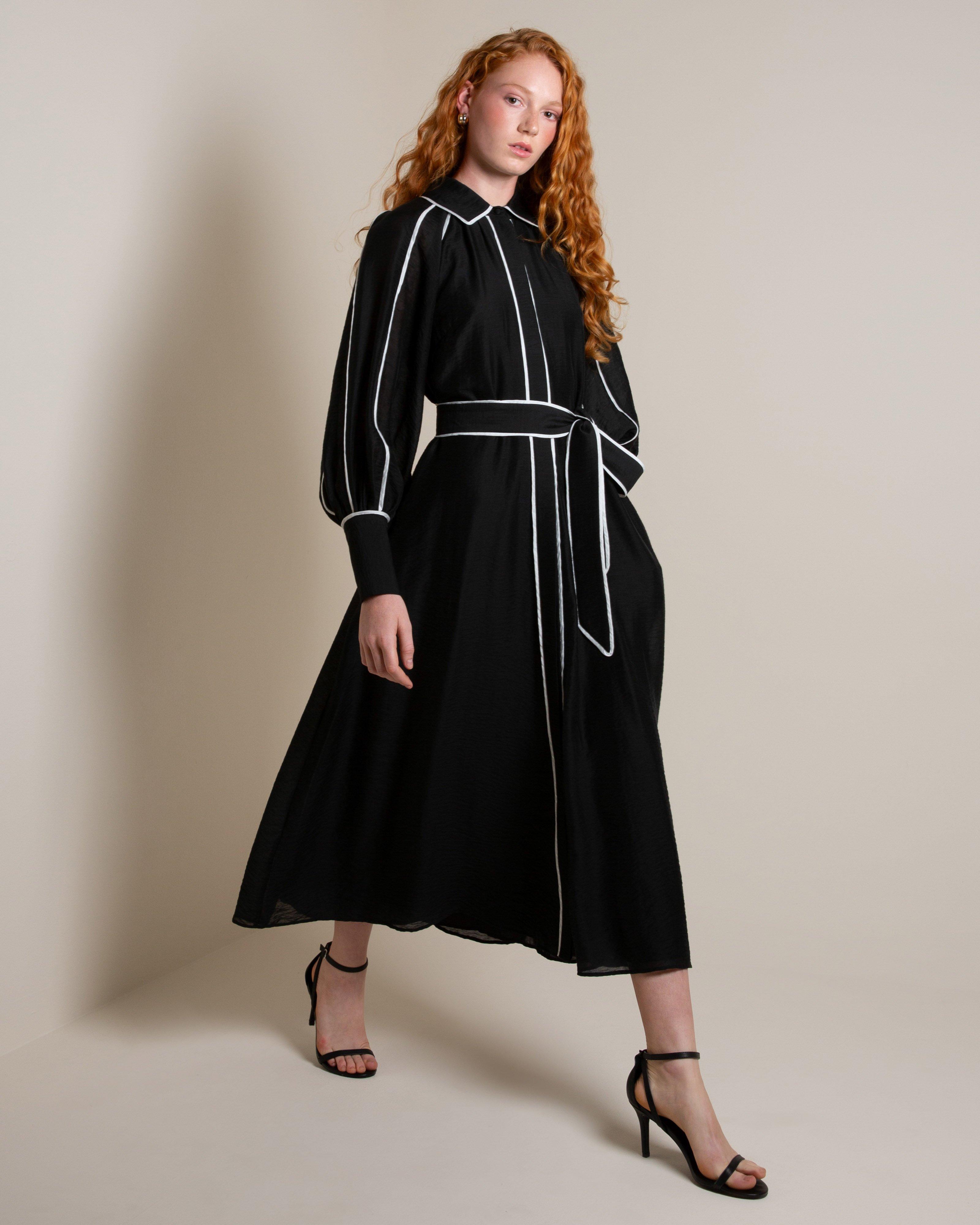 Niamh Shirt Dress -  Black