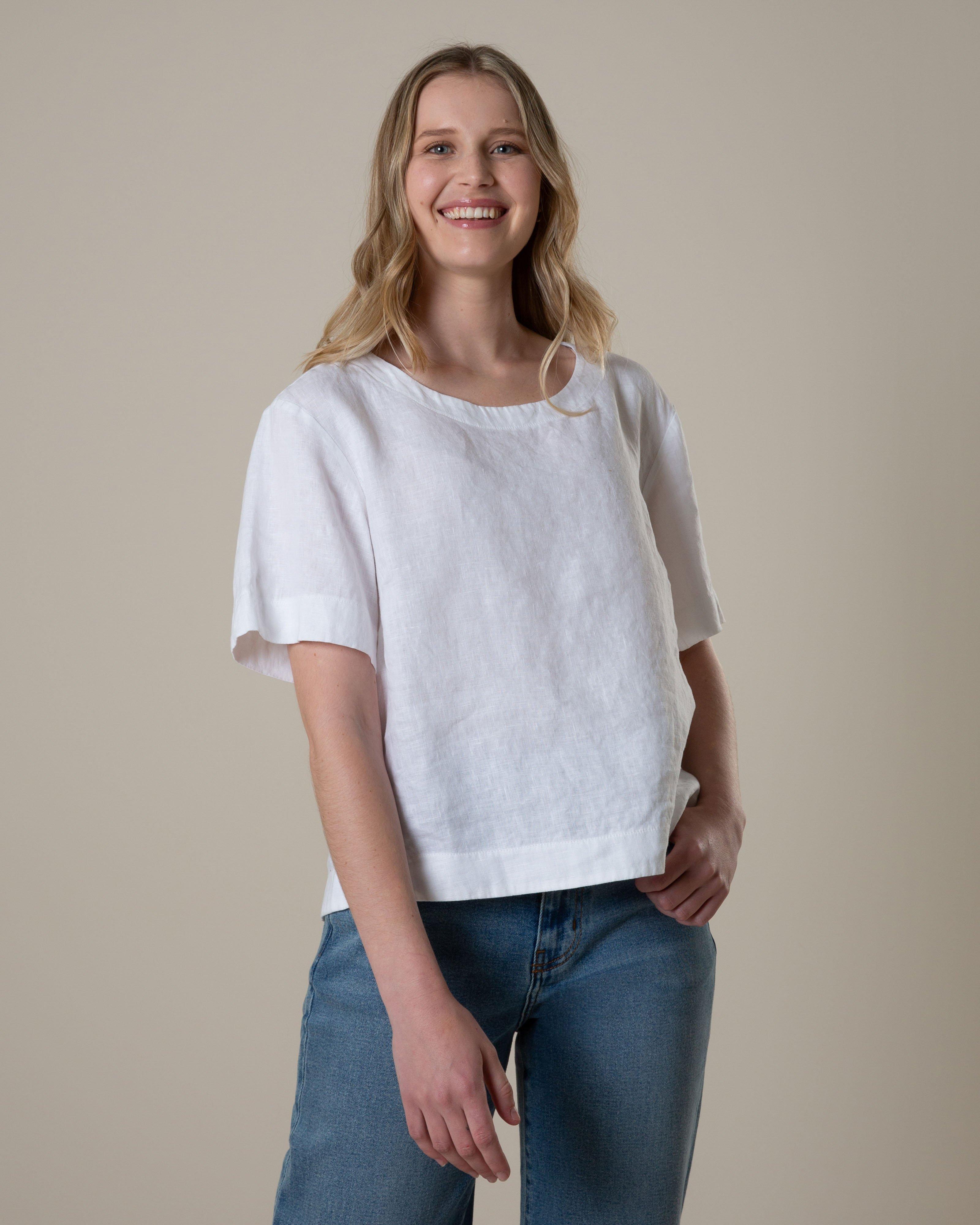 Old Khaki Women’s Micah Popover Linen Top  -  White