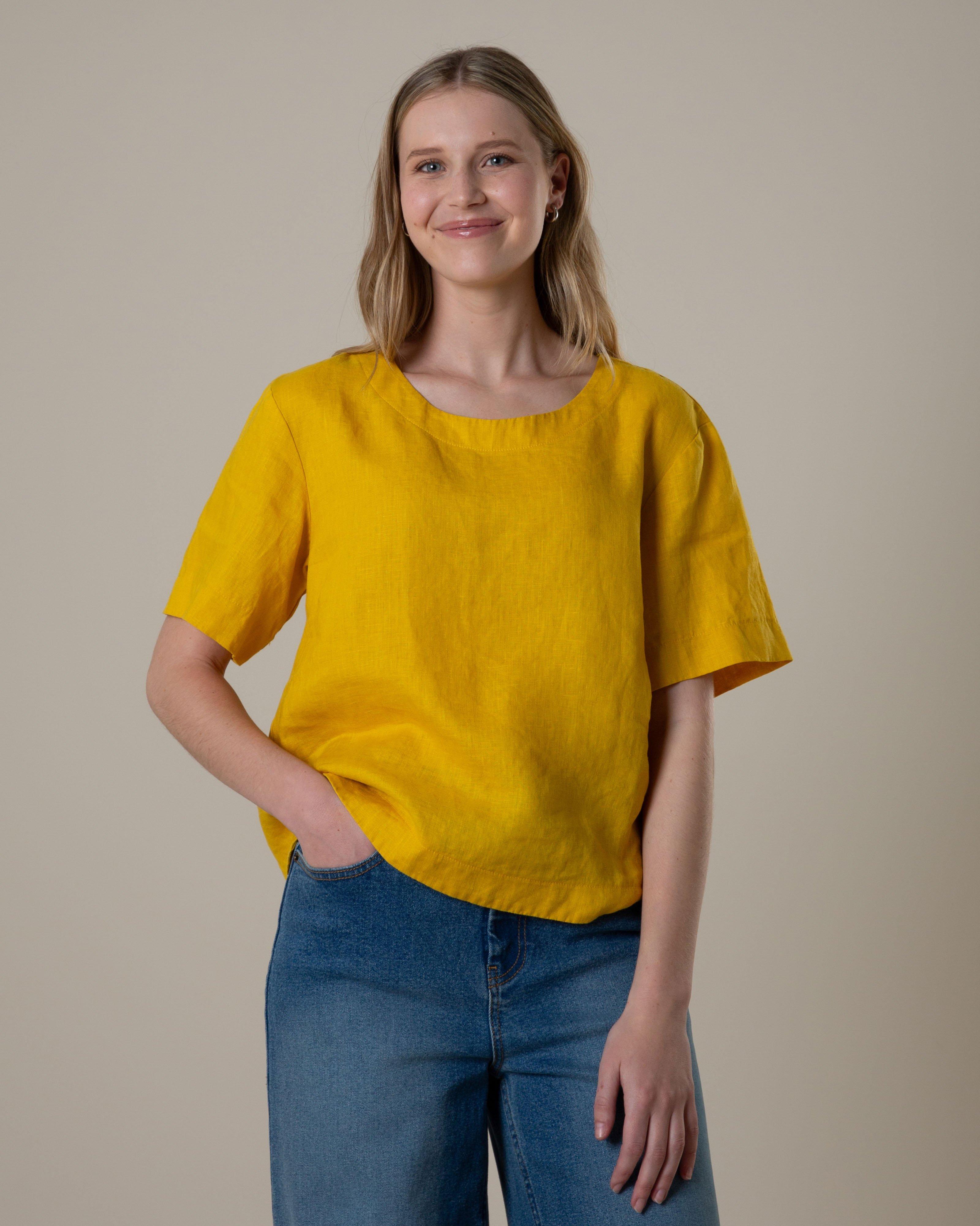 Old Khaki Women’s Micah Popover Linen Top  -  Yellow