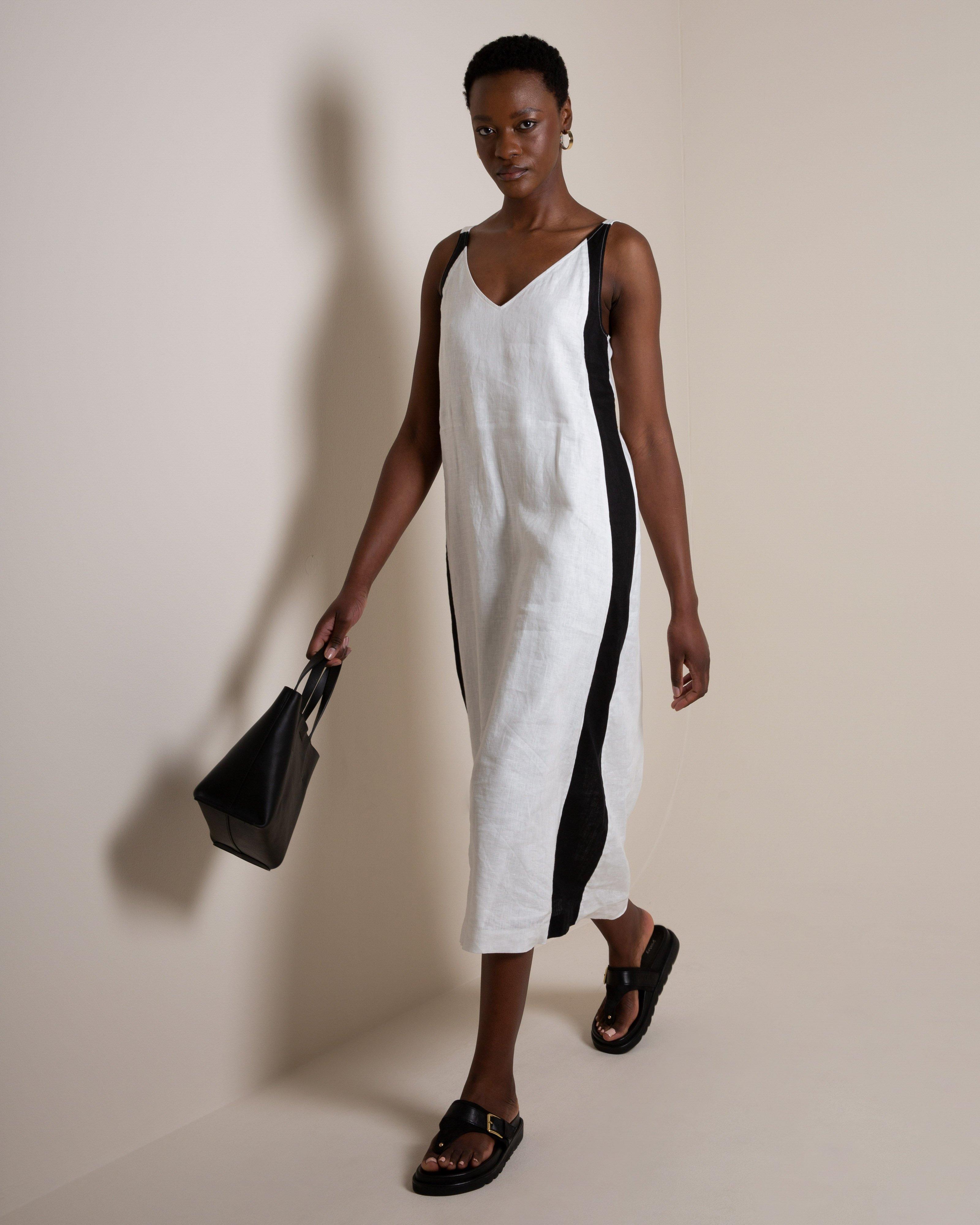 chinese dress ladies Linen Contrast Trim Midi Dress  Main Street Co-Op