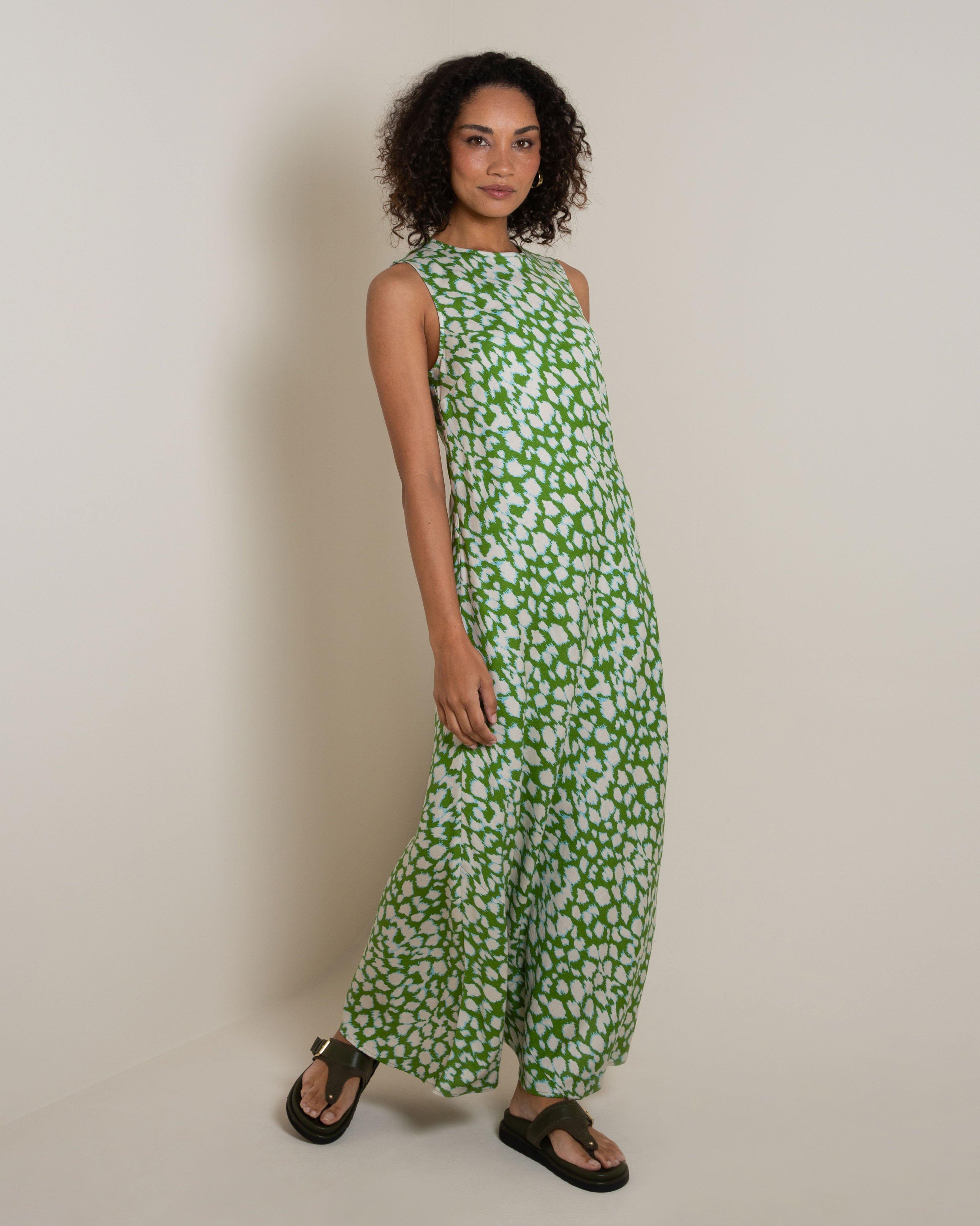 Chloe Printed Dress -  Green