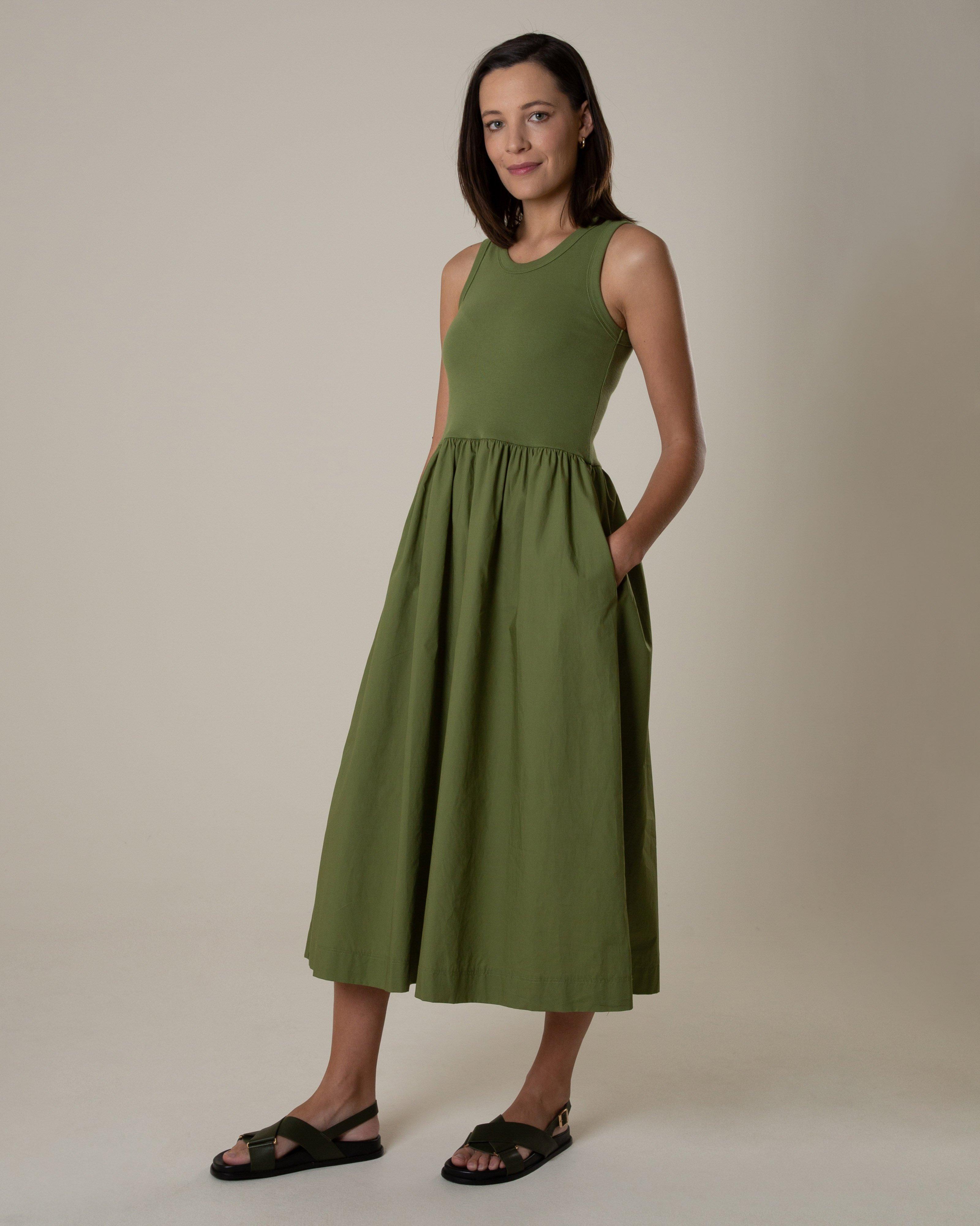 Rare Earth Women’s Senna Mixed Media Dress -  Olive