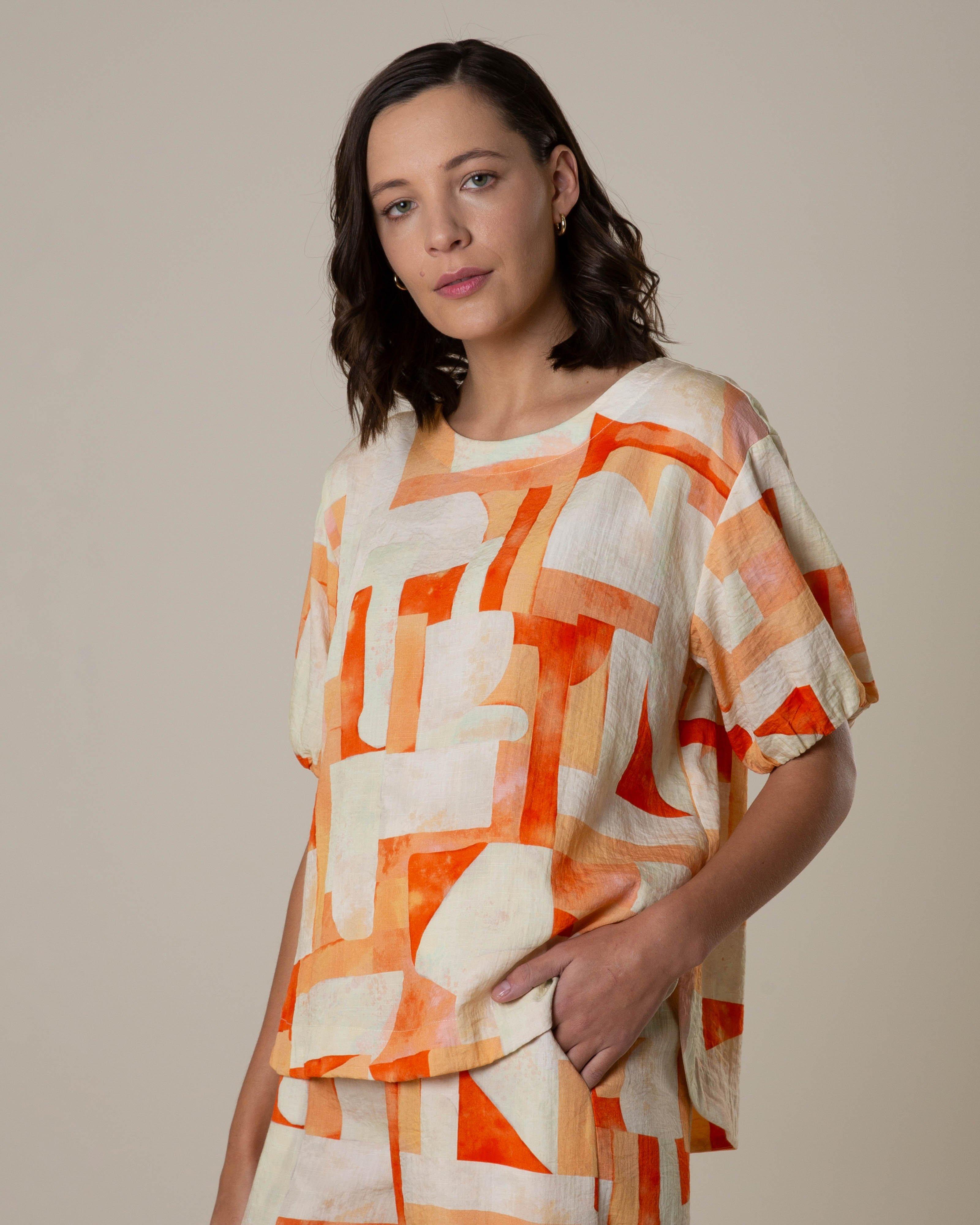 Rare Earth Women's Camellia Printed Blouse -  Coral