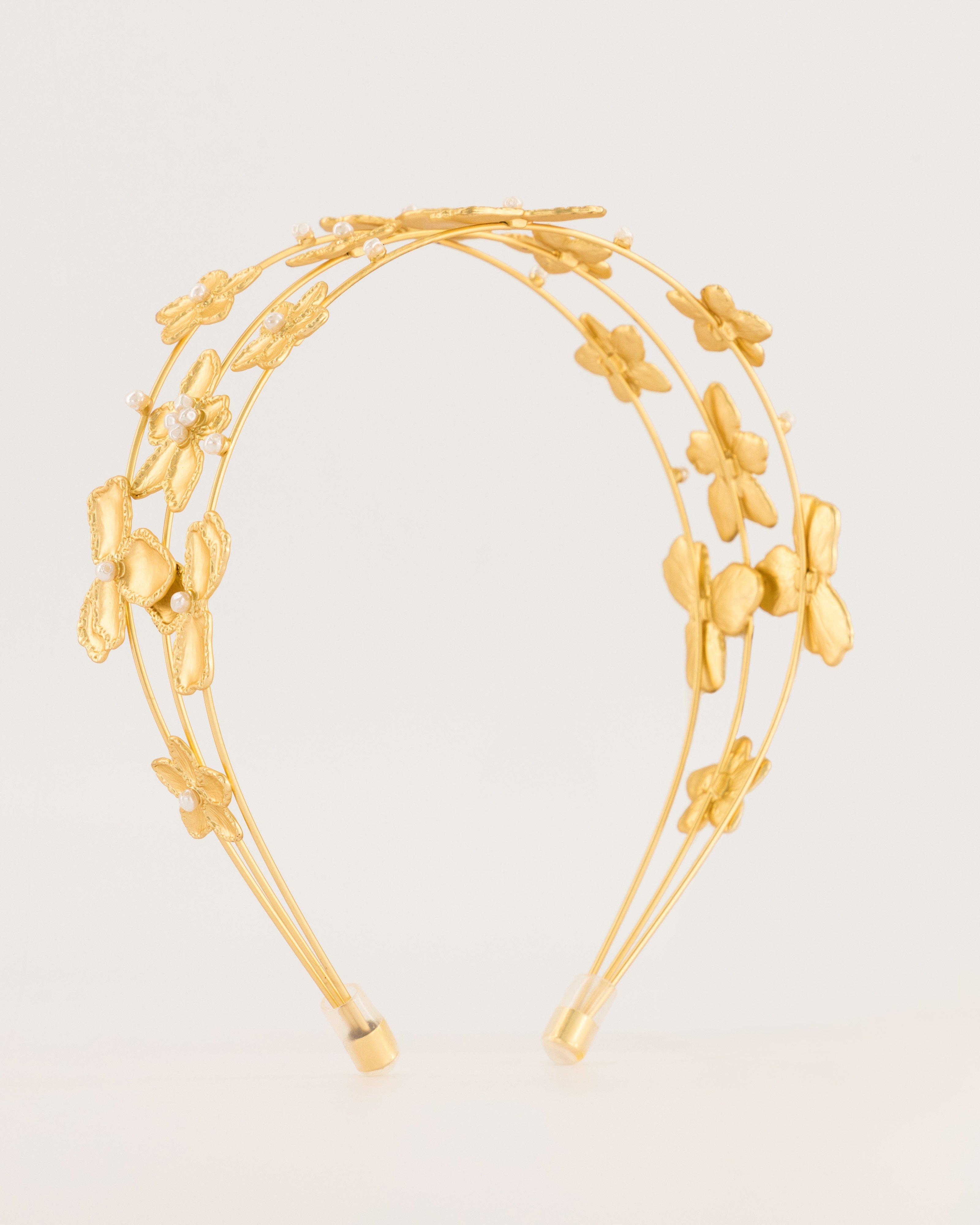 Floral Metal Aliceband -  Gold