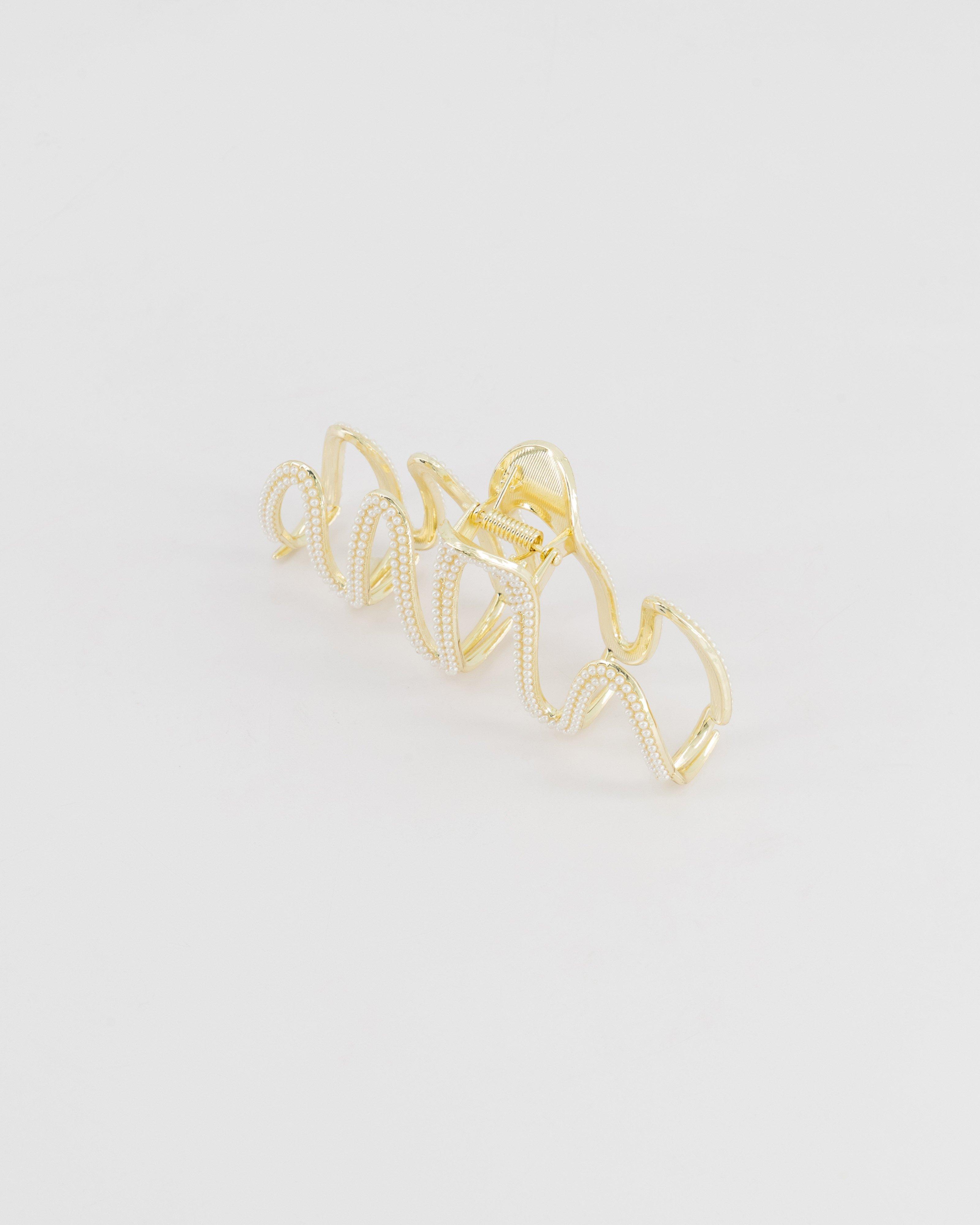 Wavy Pearl Bulldog Clip -  Milk