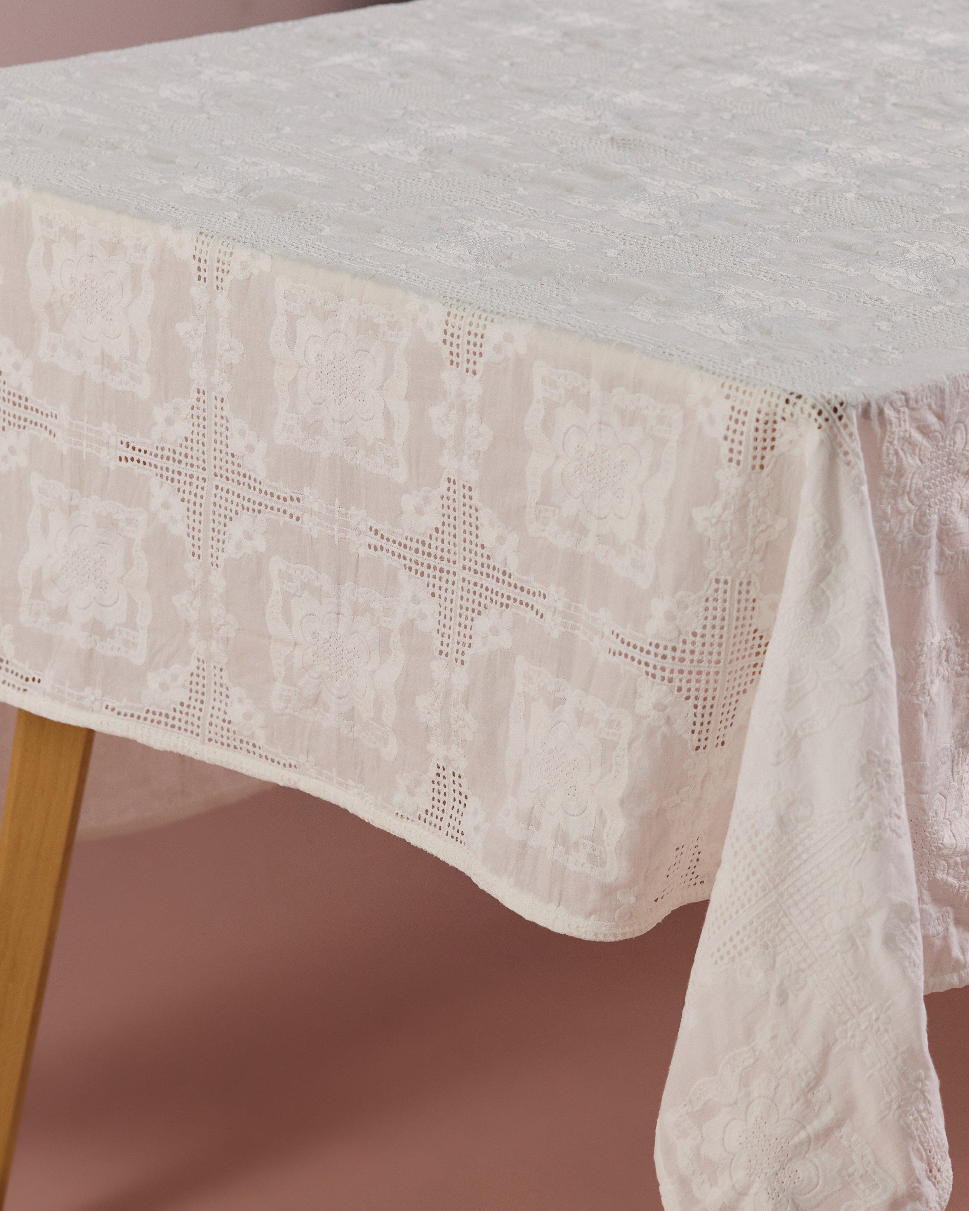  Shelley Schiffli Table Cloth -  White